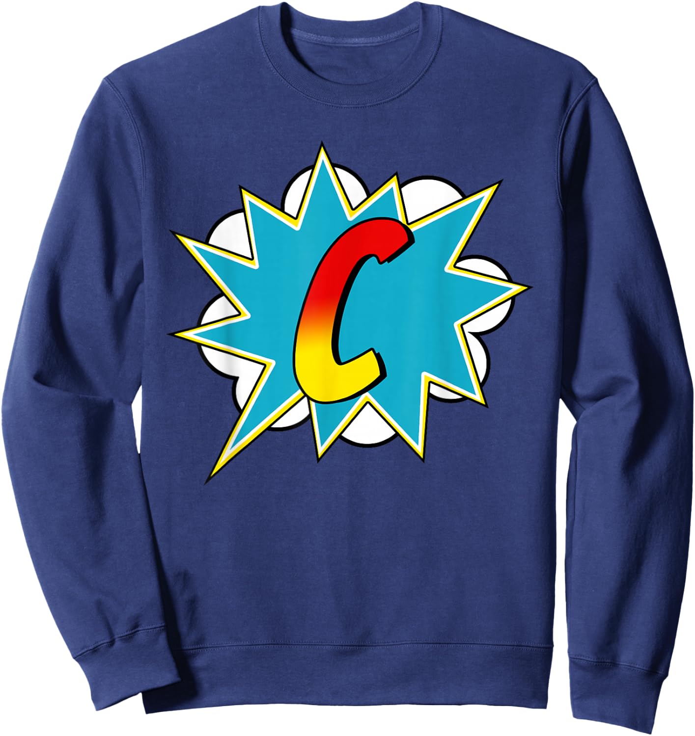 Letter C Superhero Name Comic Letter Retro Costume , Black, S Sweatshirt - Sweatshirt | Navy