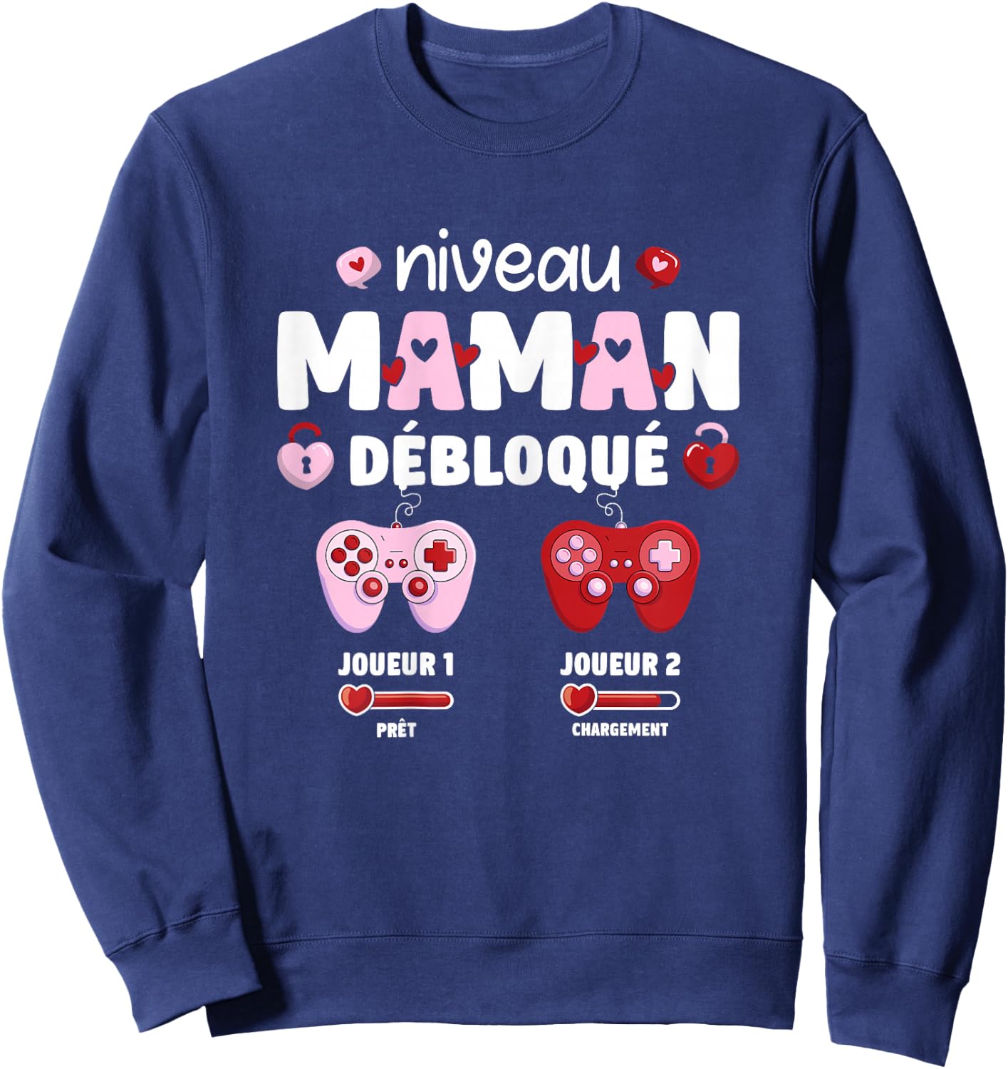 Pregnant Mom Level Mom Unlocked Geek Running 2025 , Black, Female X-Small Sweatshirt - Sweatshirt | Navy