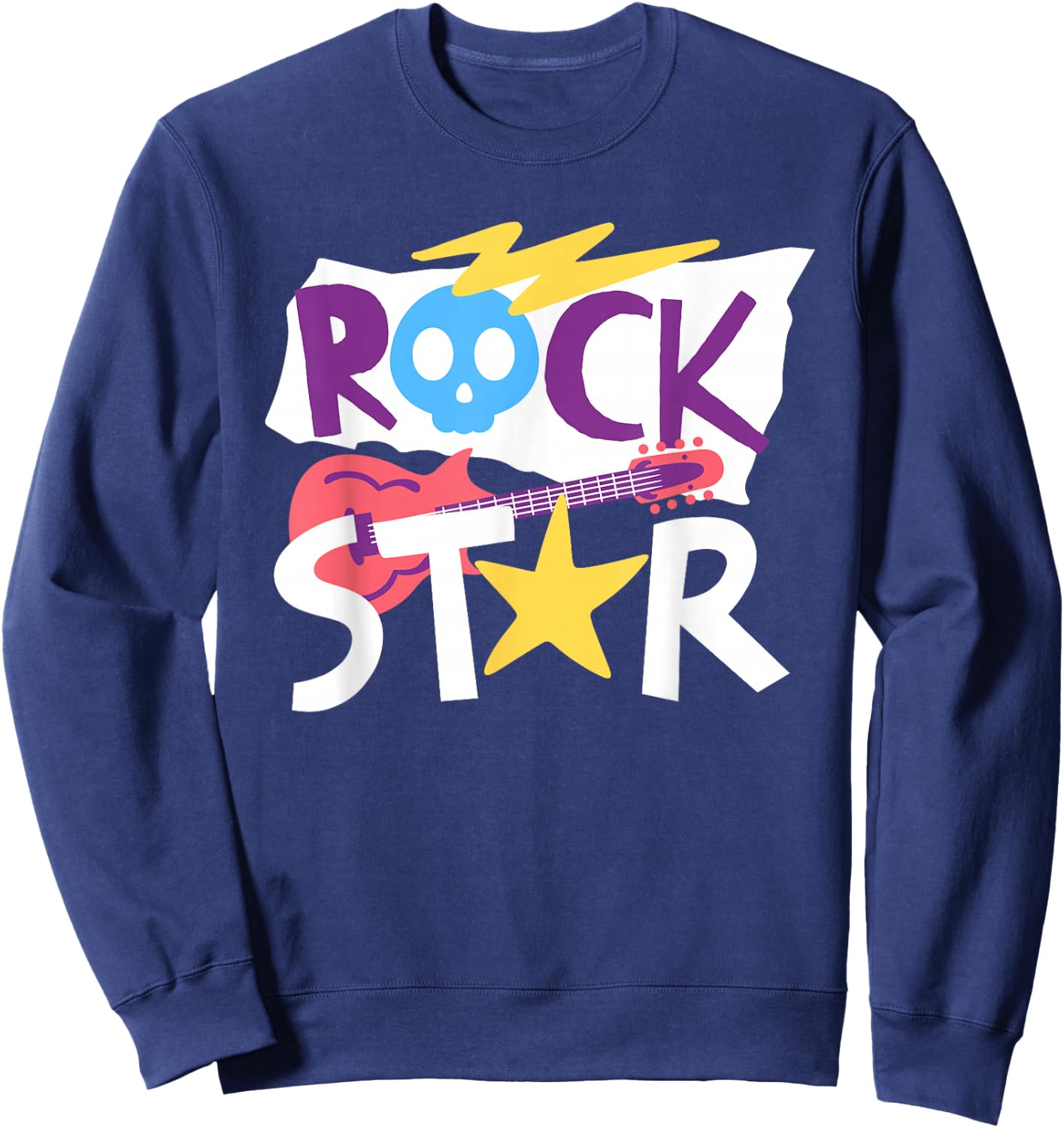 Rockstar Guitar Rock Music Singer Funny Children's , black Sweatshirt - Sweatshirt | Navy