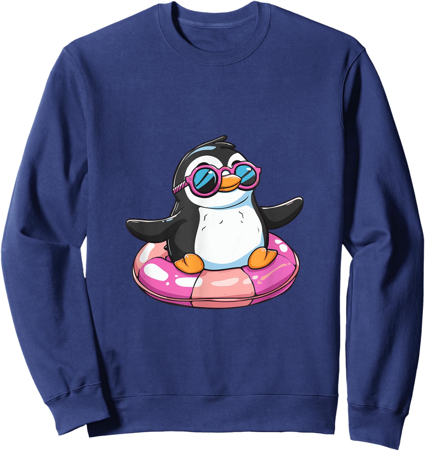 Cute Penguin On Summer Vacation Comic Sweatshirt - Sweatshirt | Navy