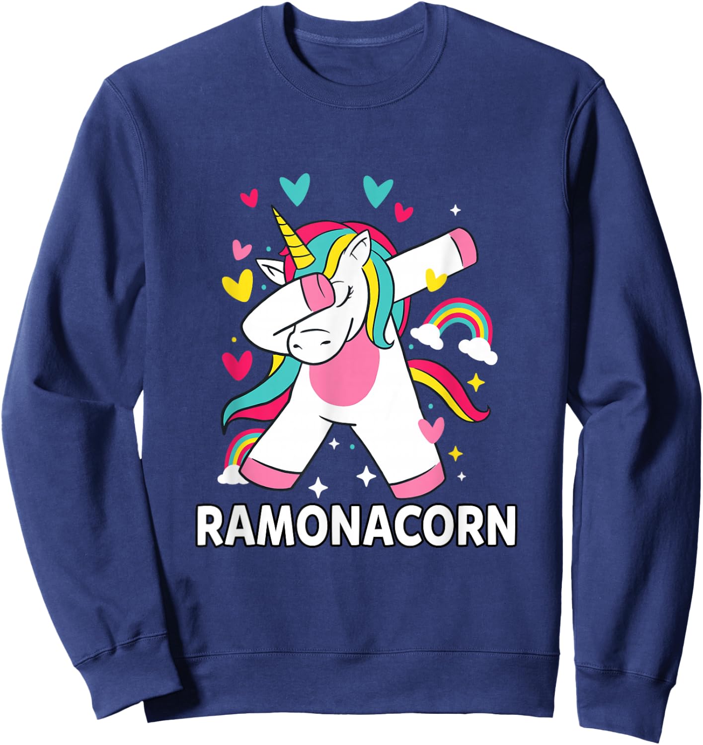 Ramonacorn Personalised Name Dabbing Unicorn Ramona Sweatshirt - Sweatshirt | Navy