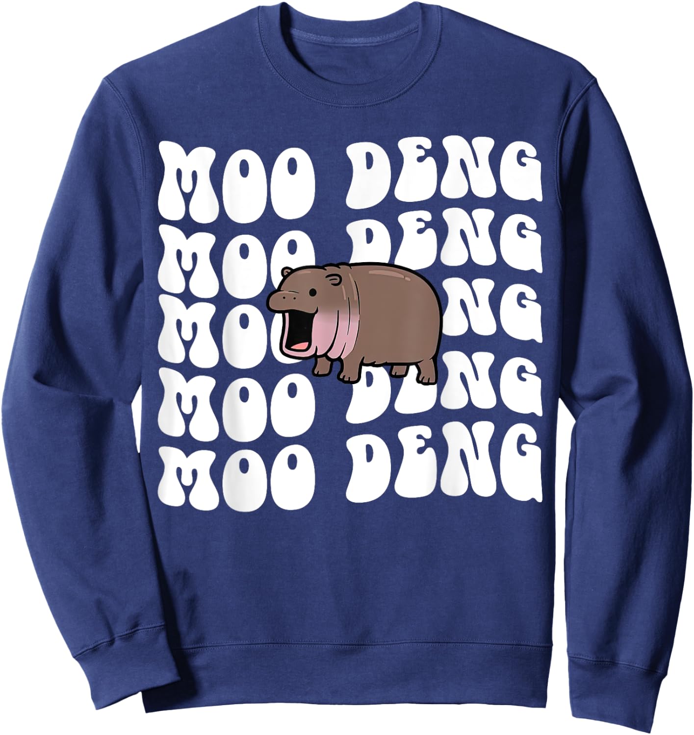 Funny Moo Deng The Cute Baby Hippo Thai Costume Women Kids Sweatshirt - Sweatshirt | Navy