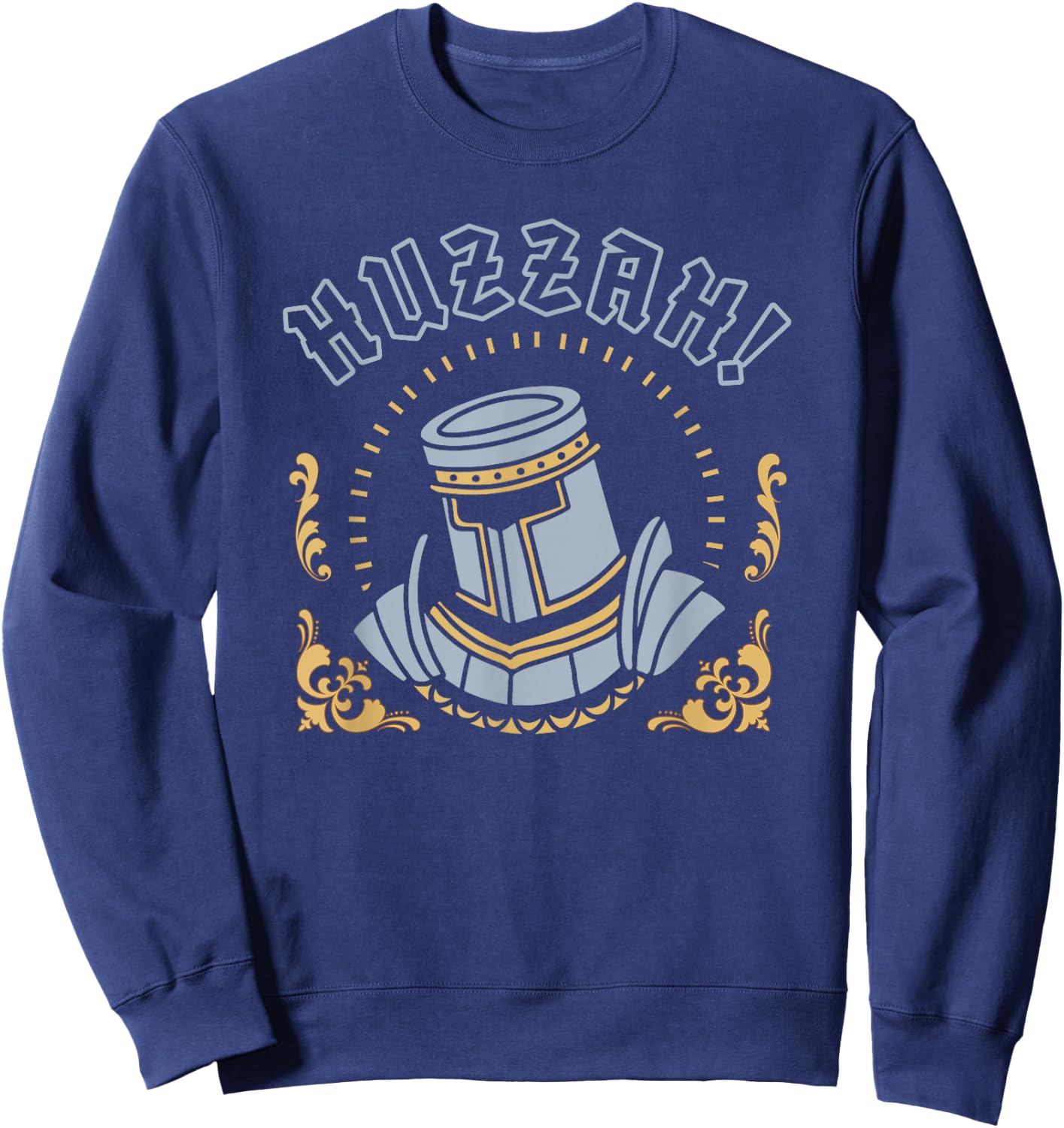 Huzzah Funny Renaissance Ren Faire Medieval Knight Graphic Sweatshirt - Sweatshirt | Navy