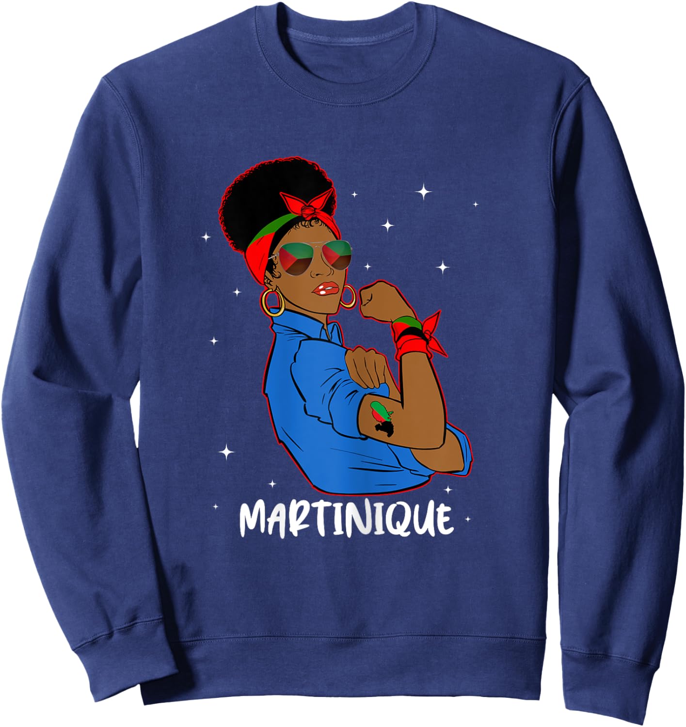 Fière Martiniquaise Héritage Stellaire Drapeau Martinique Sweatshirt - Sweatshirt | Navy