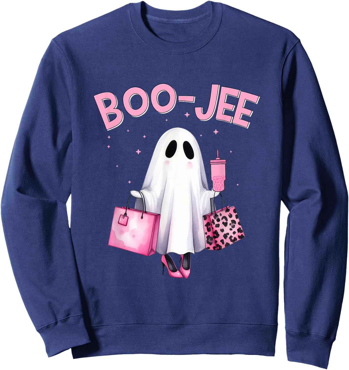Boujee Boo Jee Spooky Ghost Funny Halloween Women Girls Sweatshirt - Sweatshirt | Navy