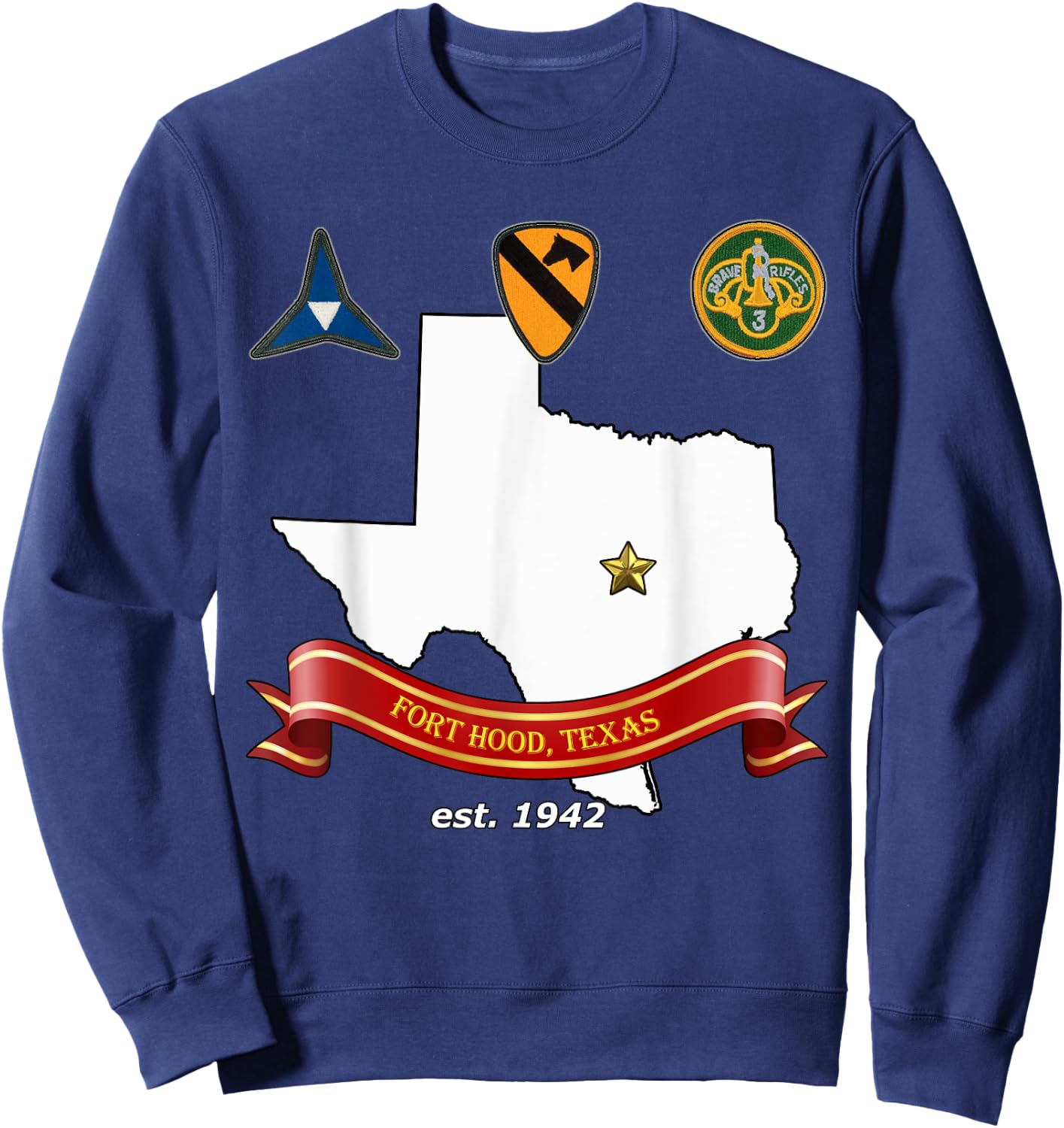 Fort Hood Military Base - Army Post at Killeen, TX design Sweatshirt - Sweatshirt | Navy