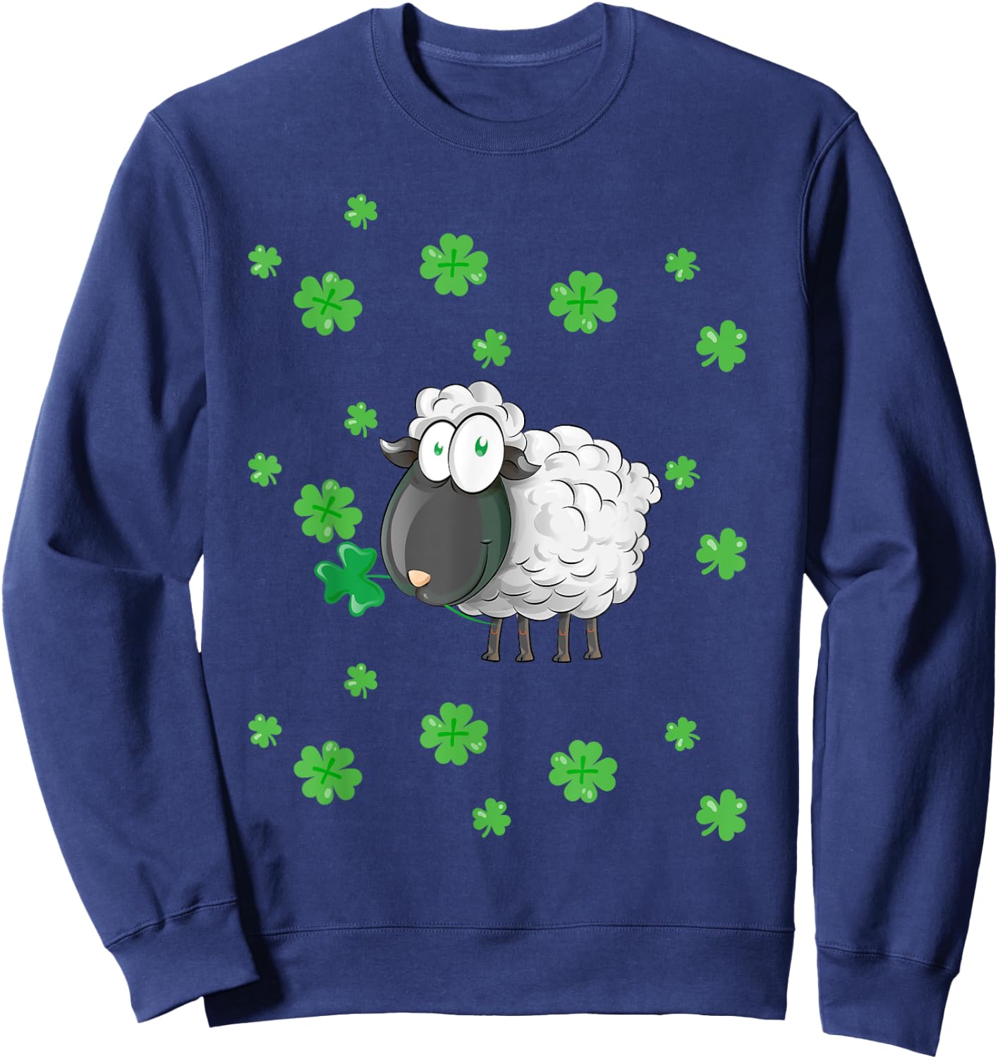 Irish Sheep and Shamrocks Leprechaun Sheep St Patrick's Day Sweatshirt - Sweatshirt | Navy