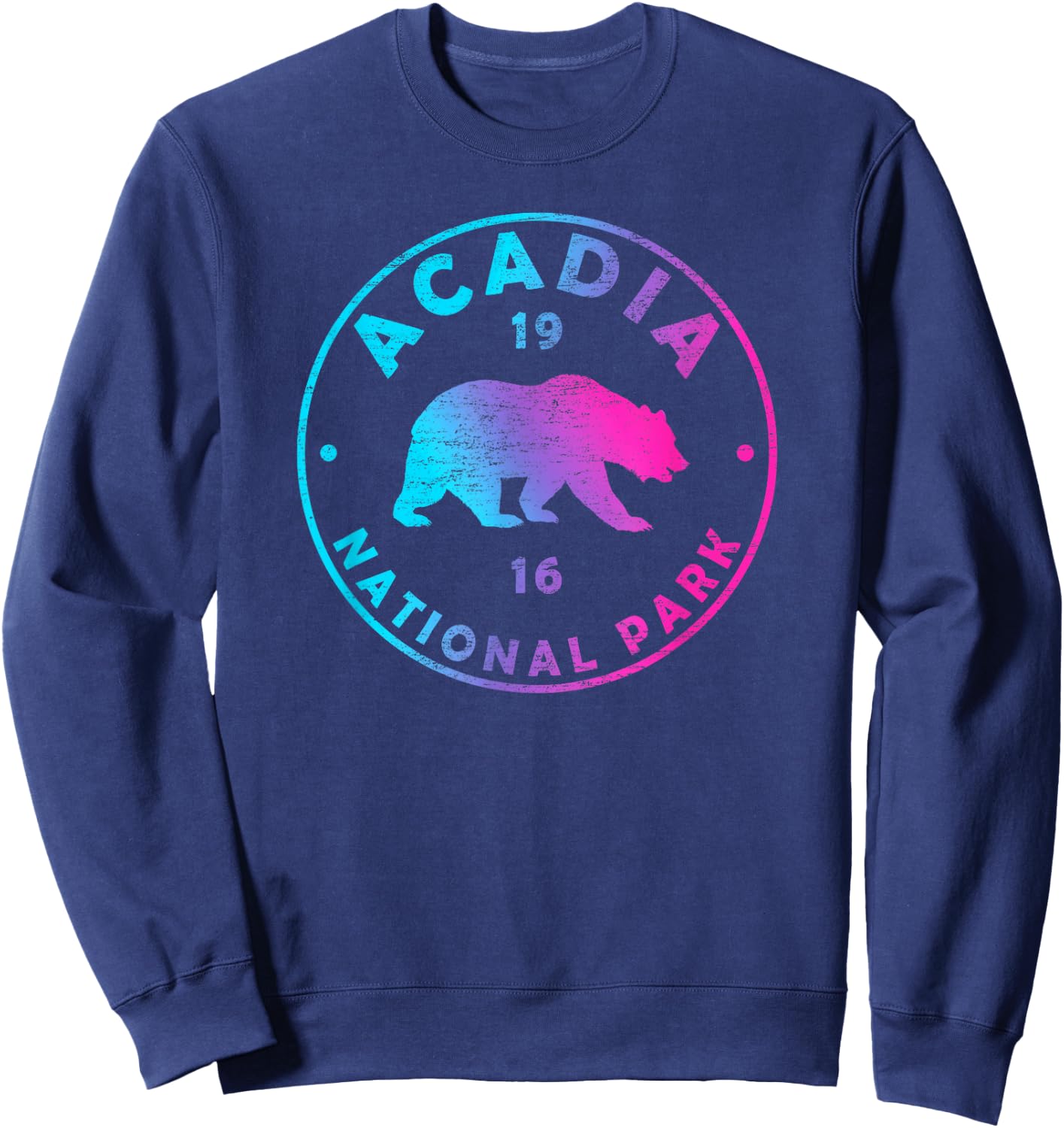 Retro Acadia National Park Colorful Tie Dye Bear Boys Girls Sweatshirt - Sweatshirt | Navy