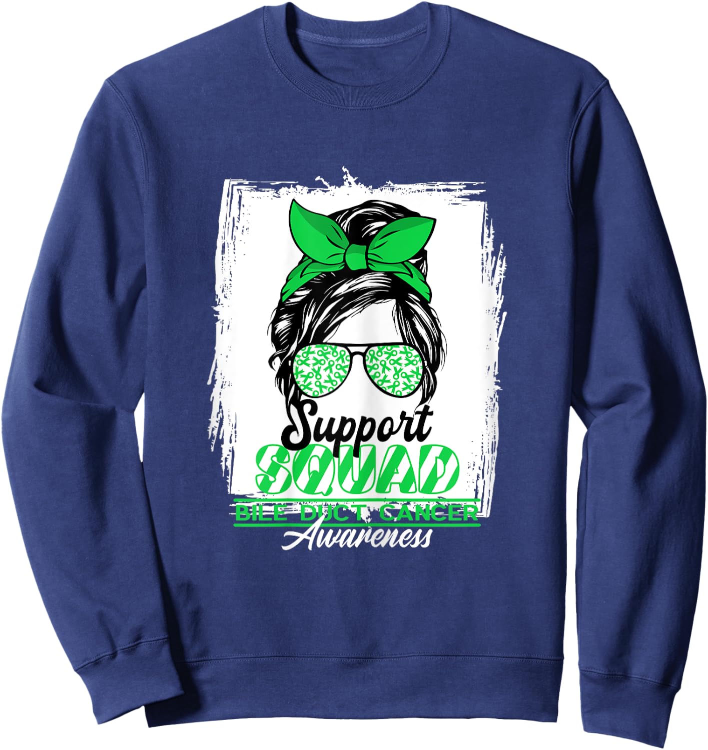 Messy Bun Support Awareness Squad I Bile Duct Cancer Sweatshirt - Sweatshirt | Navy