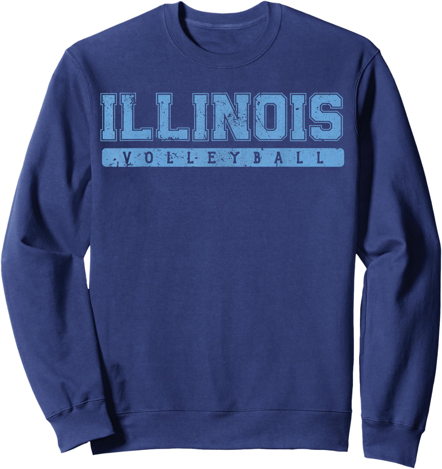 Illinois Volleyball Sky Blue Vintage Text Sweatshirt - Sweatshirt | Navy