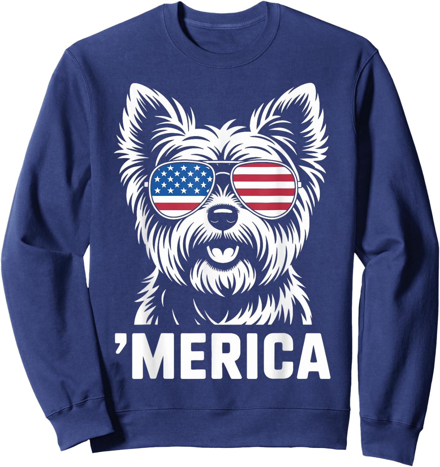 Yorkshire Terrier 4th of July ‘Merica Patriotic Sweatshirt - Sweatshirt | Navy