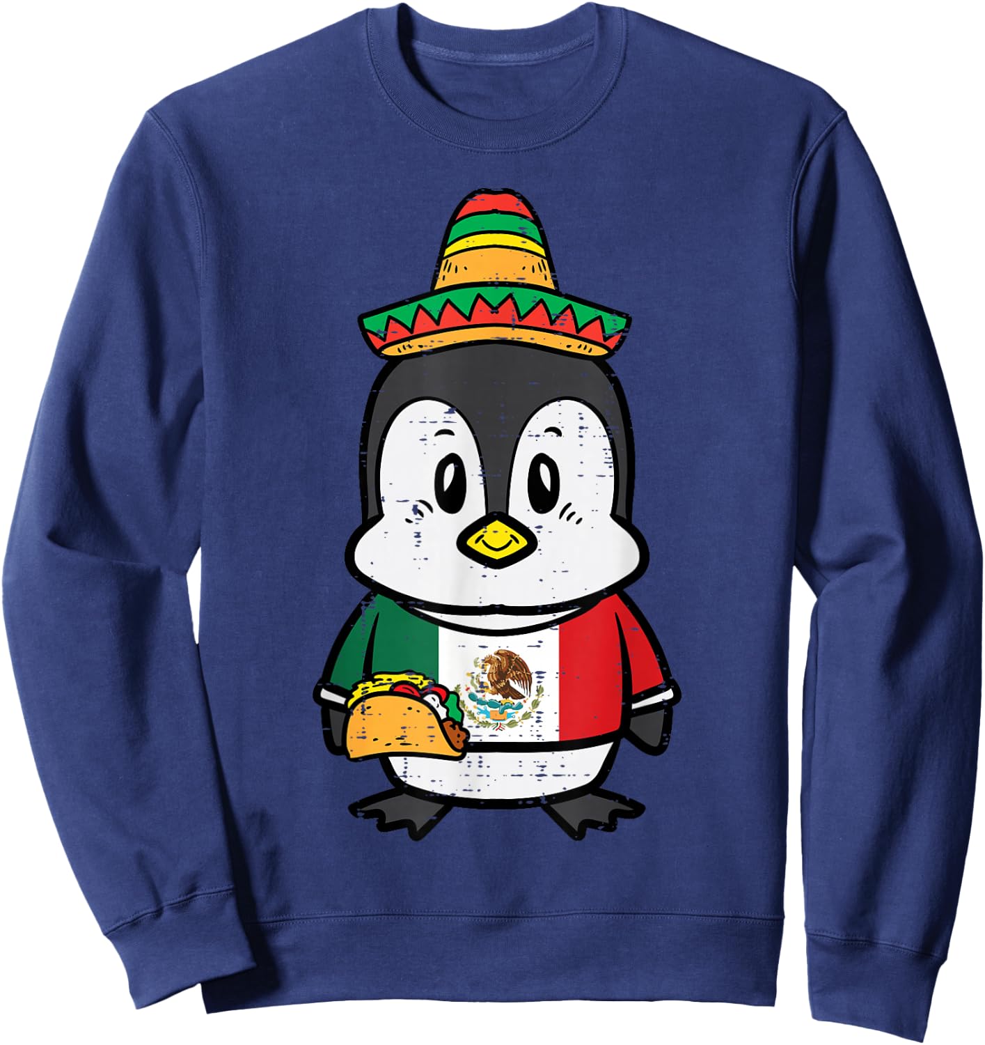 Penguin Mexico Flag Cinco De Mayo Mexican Independence Day Sweatshirt - Sweatshirt | Navy