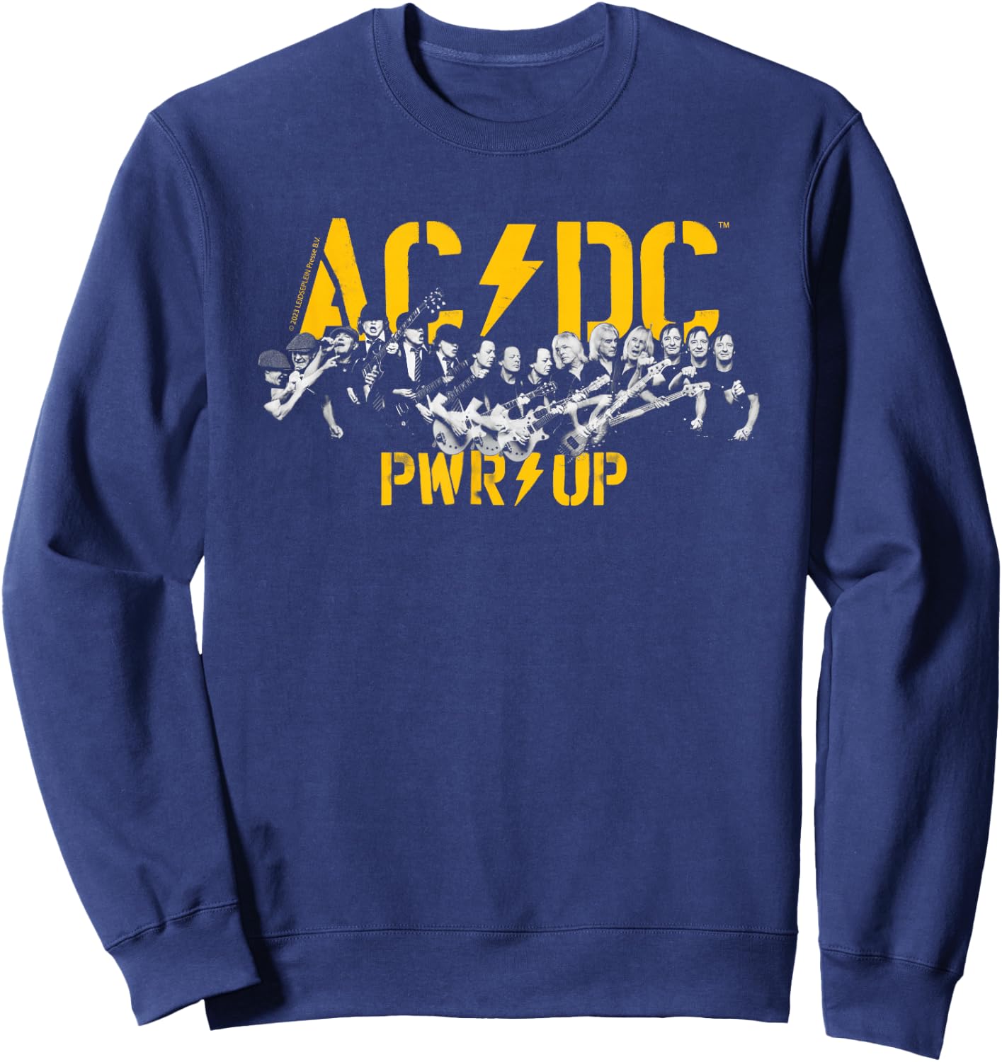 Offizielles AC/DC PWRUP Rock Musik Band Portrait Heavy Metal Sweatshirt - Sweatshirt | Navy