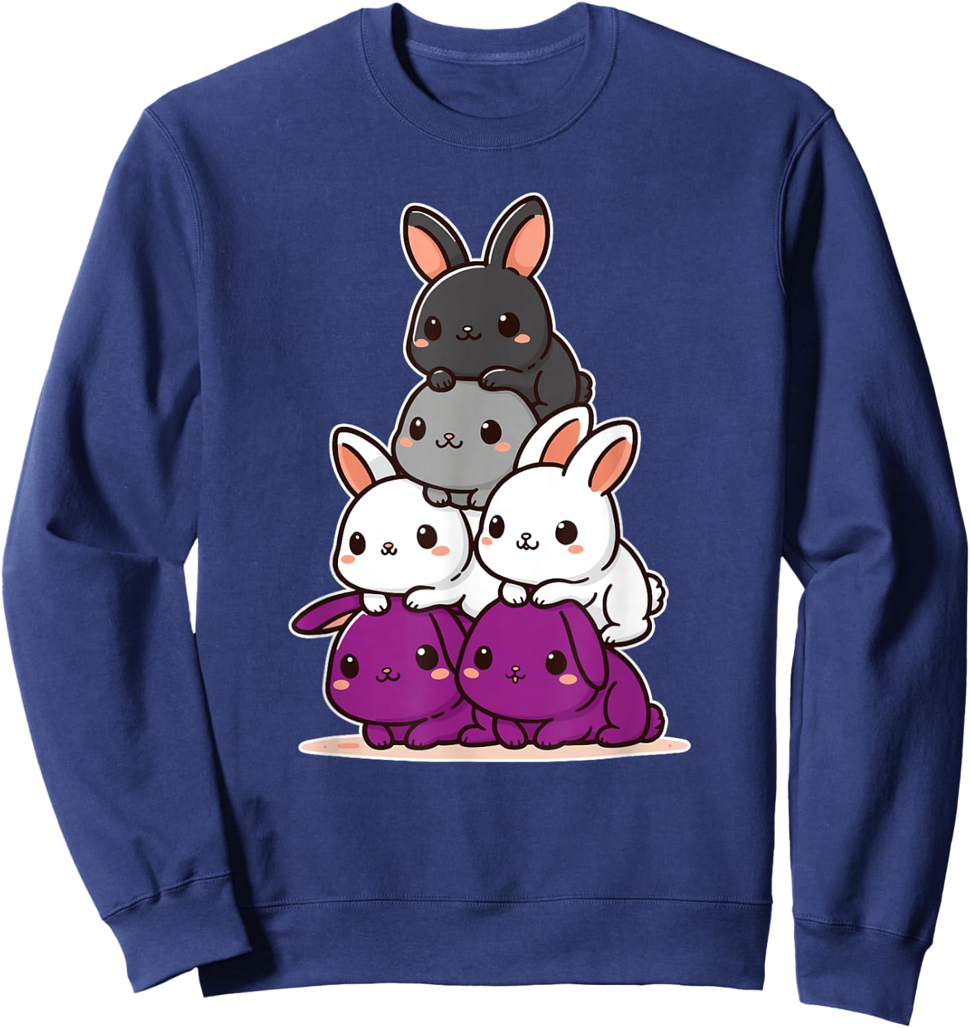 Rabbit Asexual Flag Pride Month Cute Rabbit Subtle LGBTQ Sweatshirt - Sweatshirt | Navy