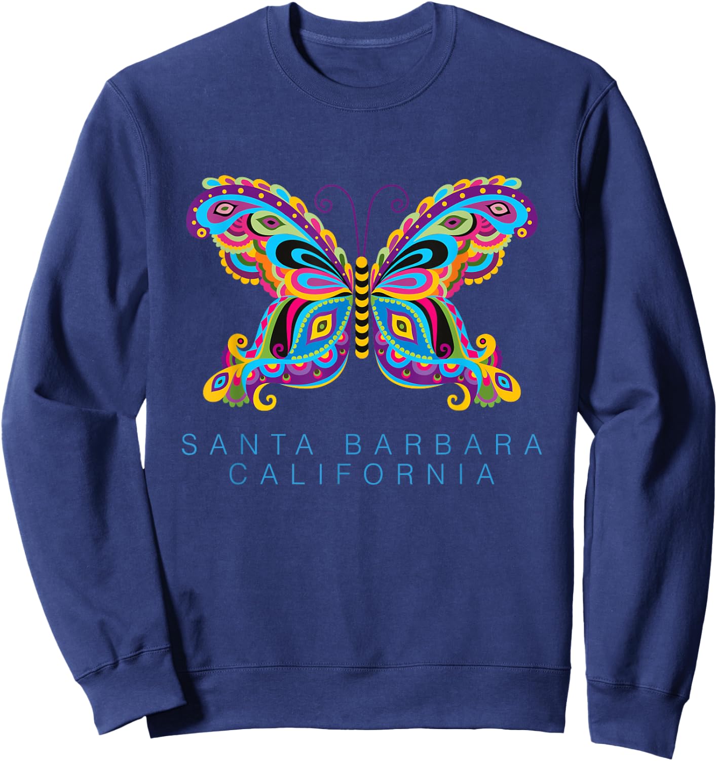 Santa Barbara California Souvenir Butterfly Graphic Sweatshirt - Sweatshirt | Navy
