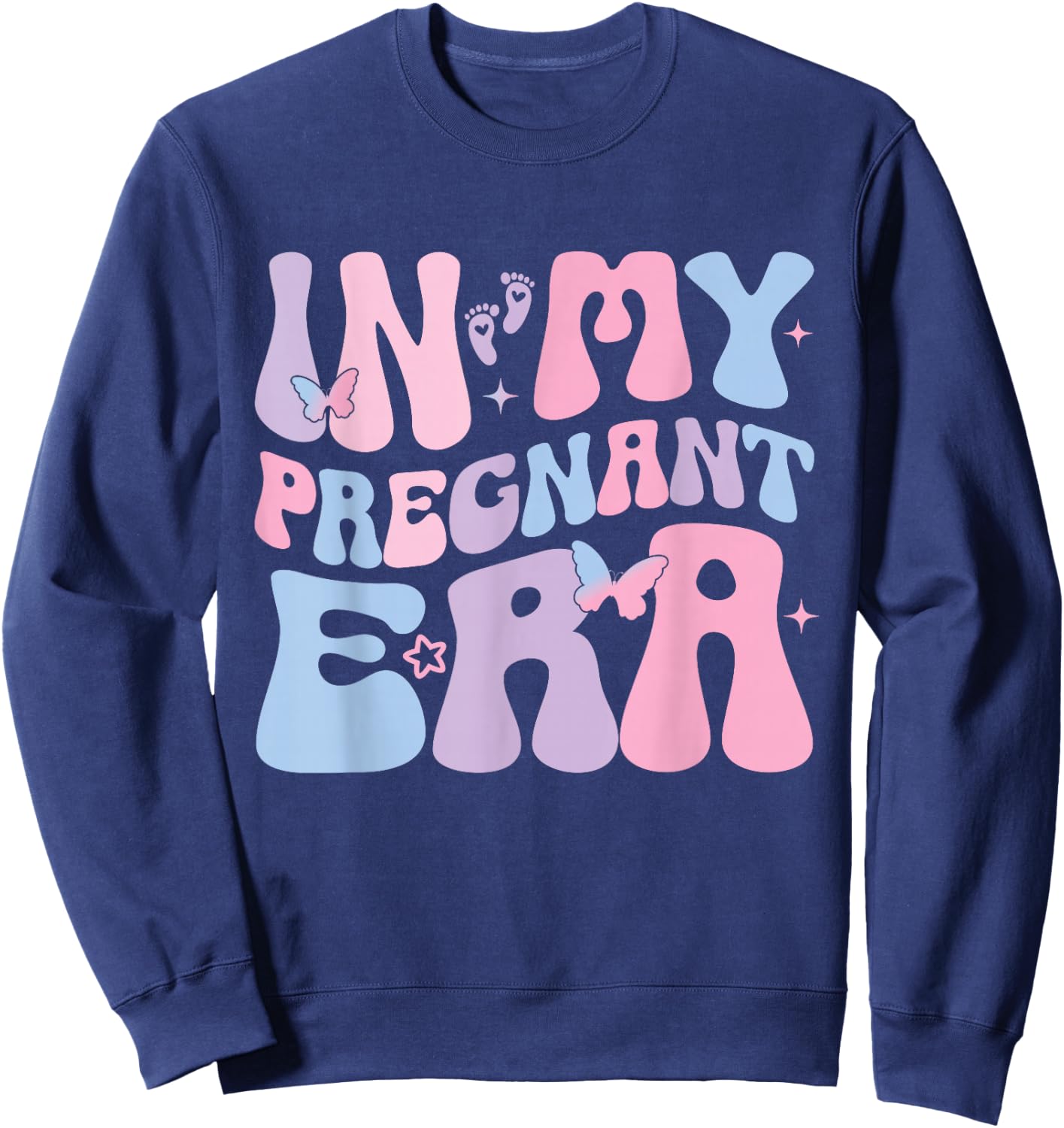 In My Pregnant Era Groovy Schwangere Sweatshirt - Sweatshirt | Navy