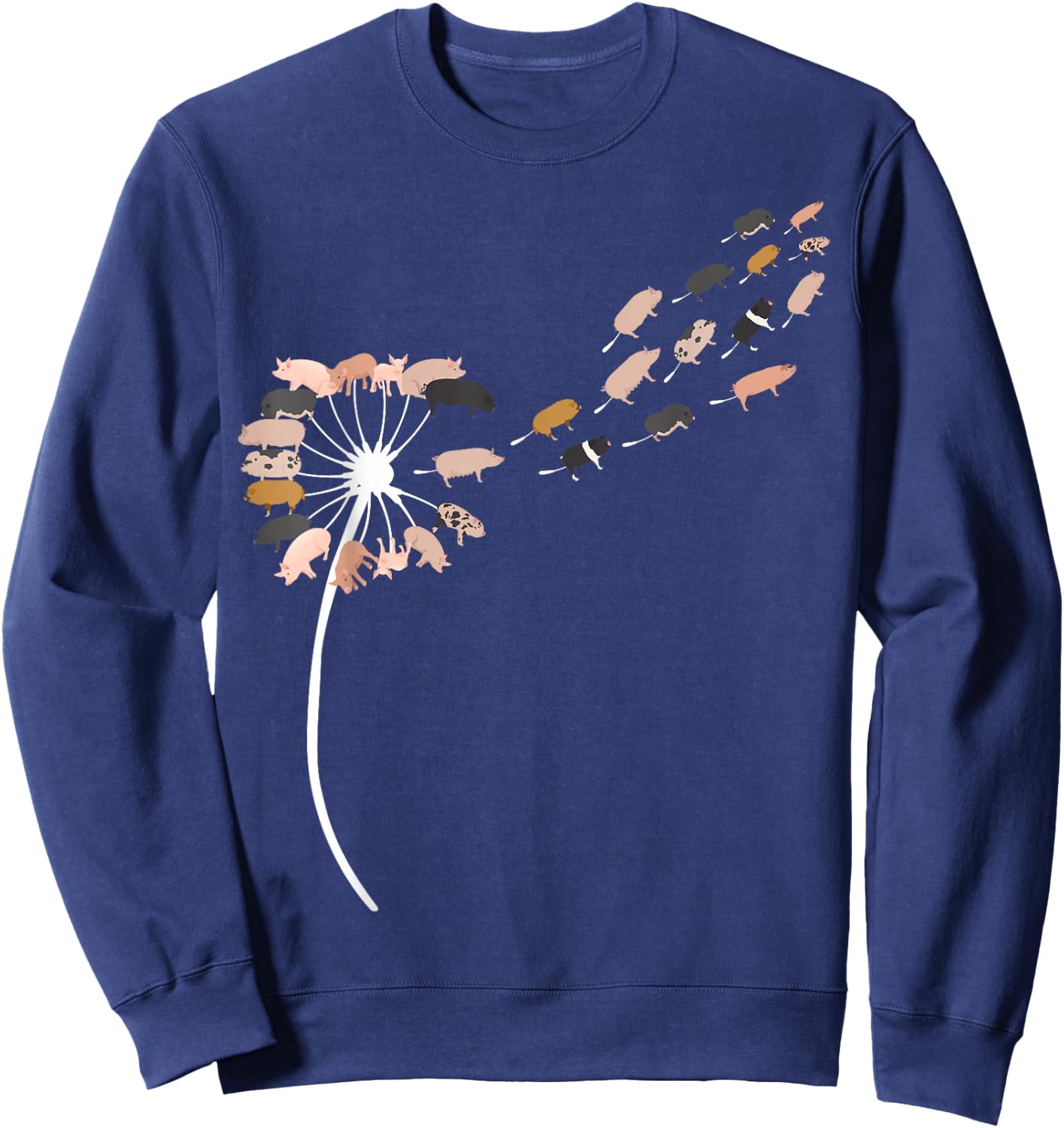 Dandelion Pigs for Pig Lover | Pig Sweatshirt - Sweatshirt | Navy