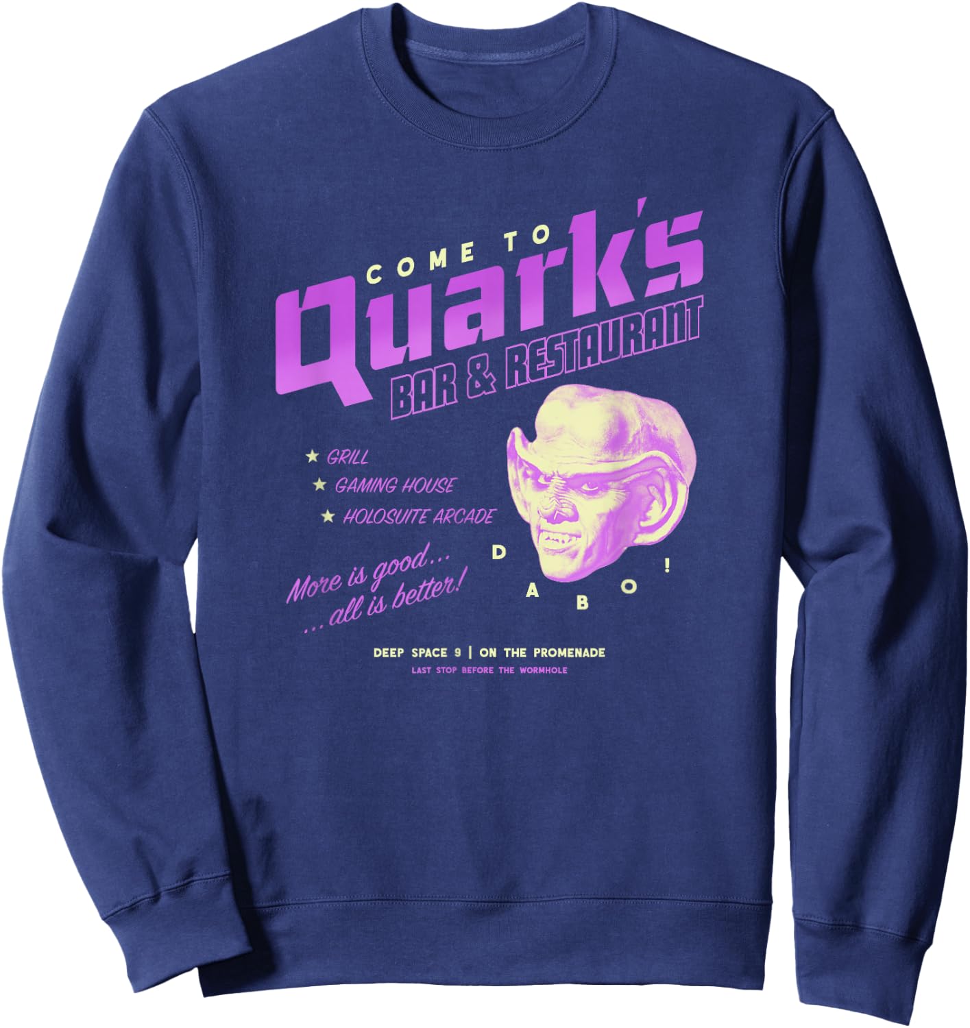 Star Trek: Deep Space Nine Come to Quark's Bar Vintage Logo Sweatshirt - Sweatshirt | Navy