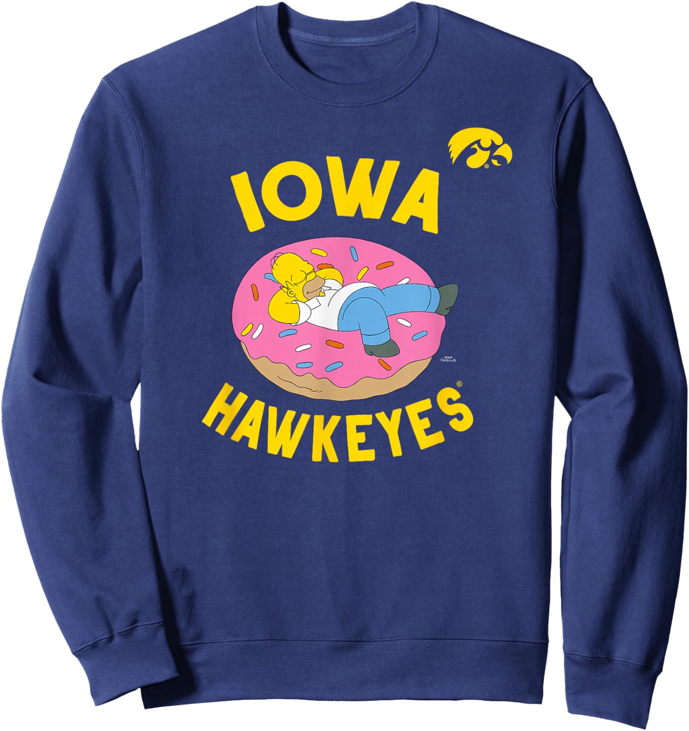 Iowa Hawkeyes Homer Simpson Donut Dark Gray Sweatshirt - Sweatshirt | Navy
