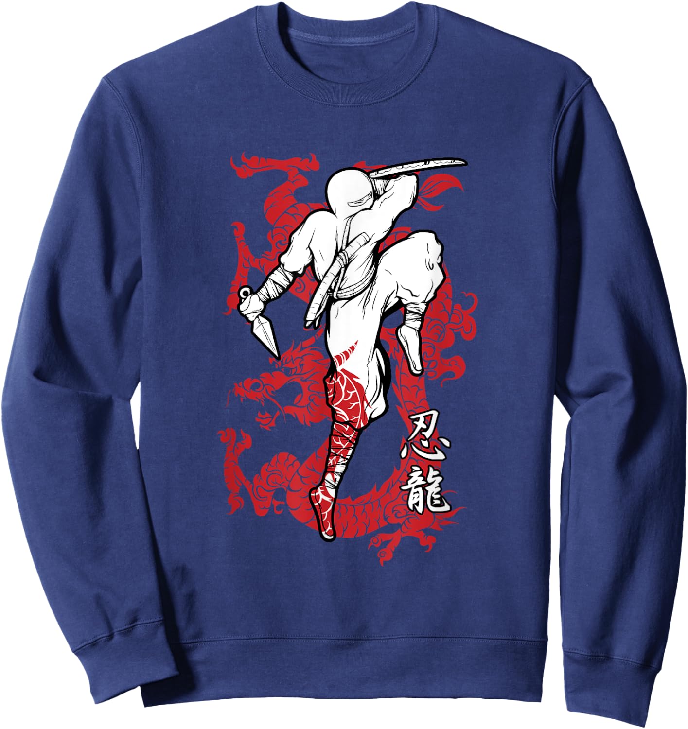 Shinobi ninja and red dragon shirt black Sweatshirt - Sweatshirt | Navy