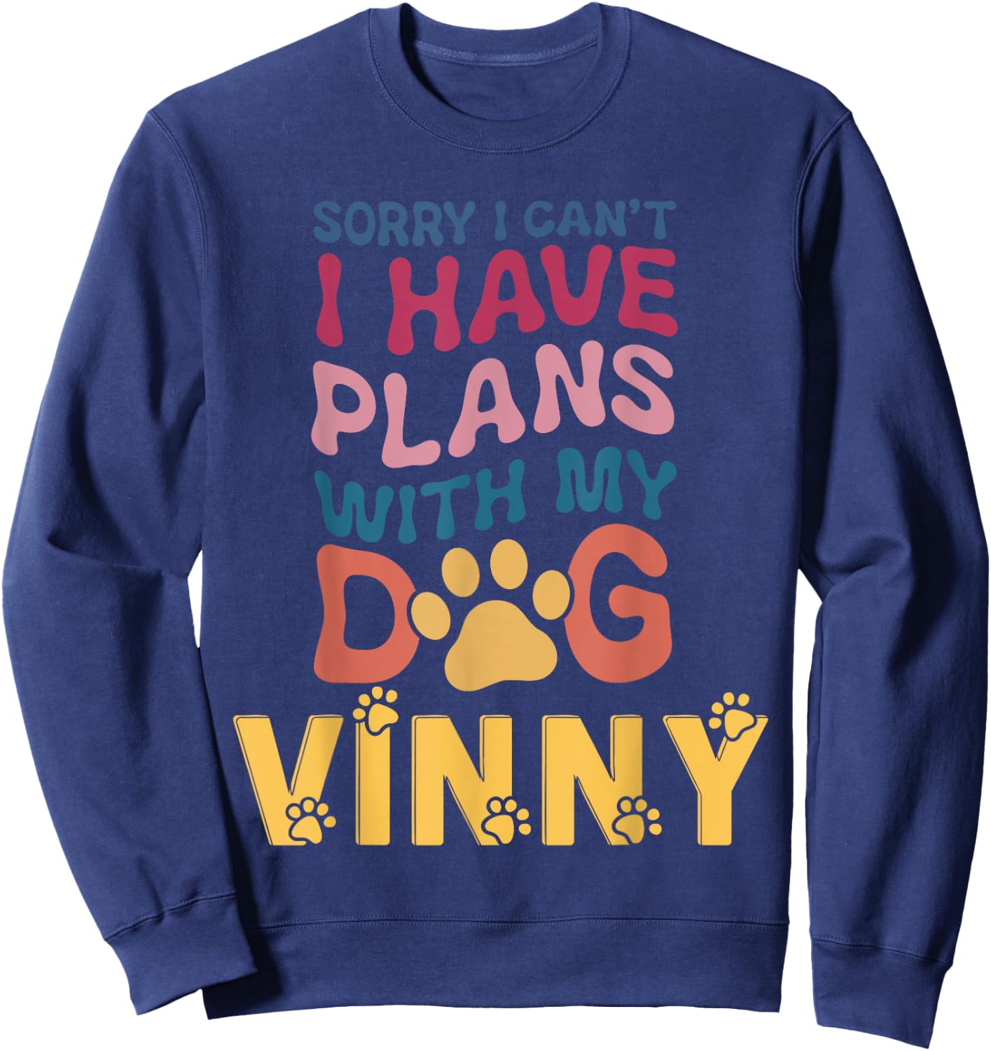 Dog Name Vinny Personalised Gift Busy With My Dog Vinny Women Kids Sweatshirt - Sweatshirt | Navy