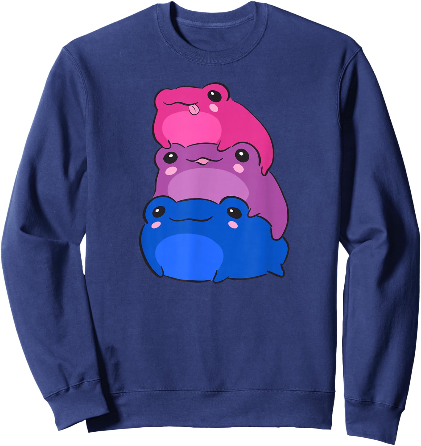 Bisexual Flag Color Frogs Subtle Bi Pride LGBTQ Aesthetic Sweatshirt - Sweatshirt | Navy