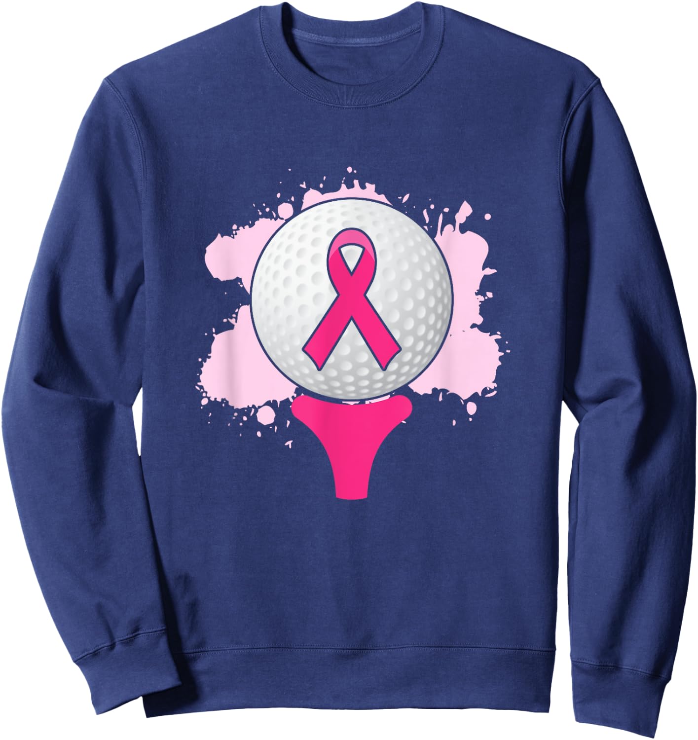 Breast Cancer Awareness Golf Ball Pink Ribbon Sweatshirt - Sweatshirt | Navy