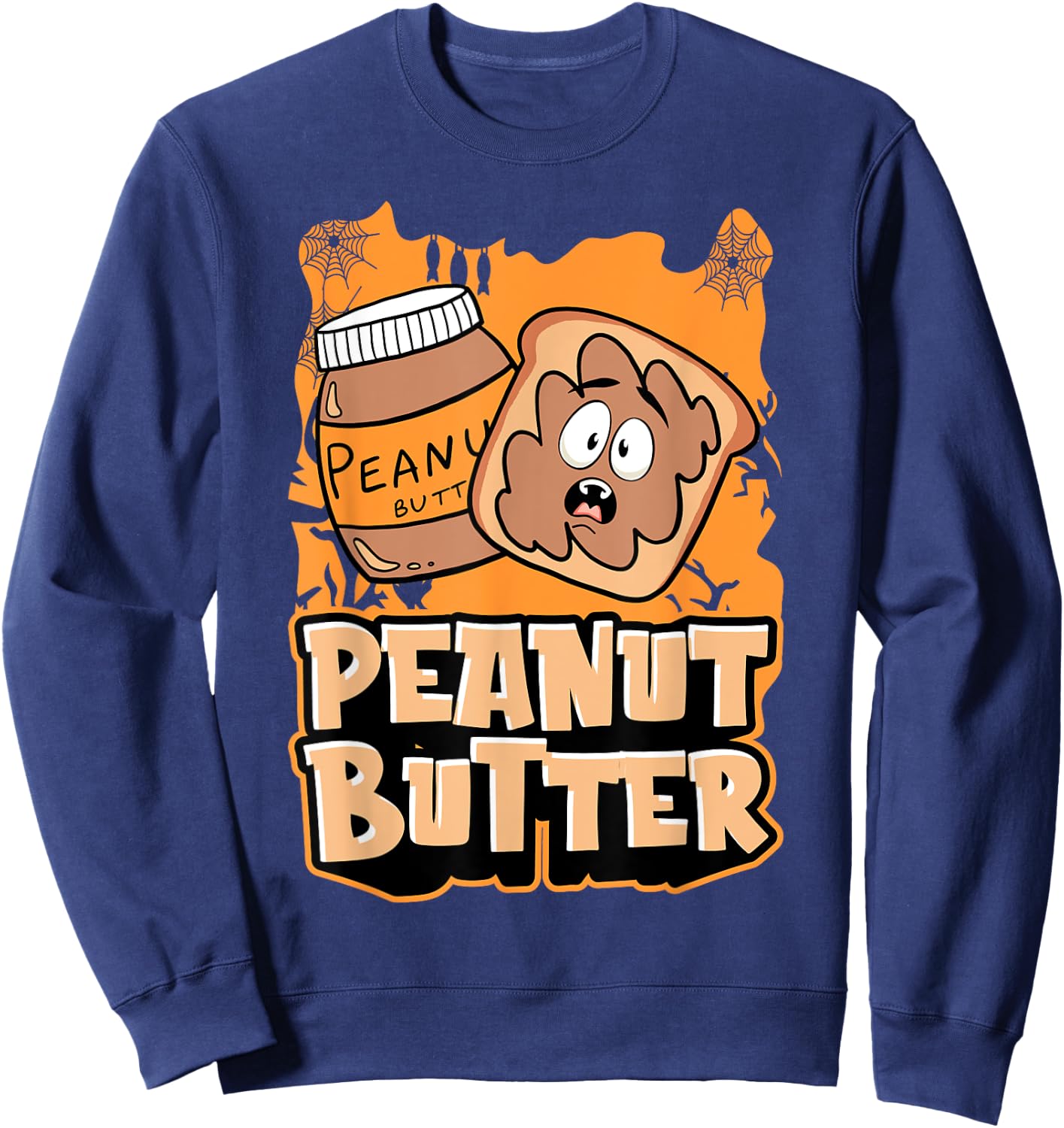 Peanut Butter Jelly Matching Halloween Spooky Spider Webs Sweatshirt - Sweatshirt | Navy