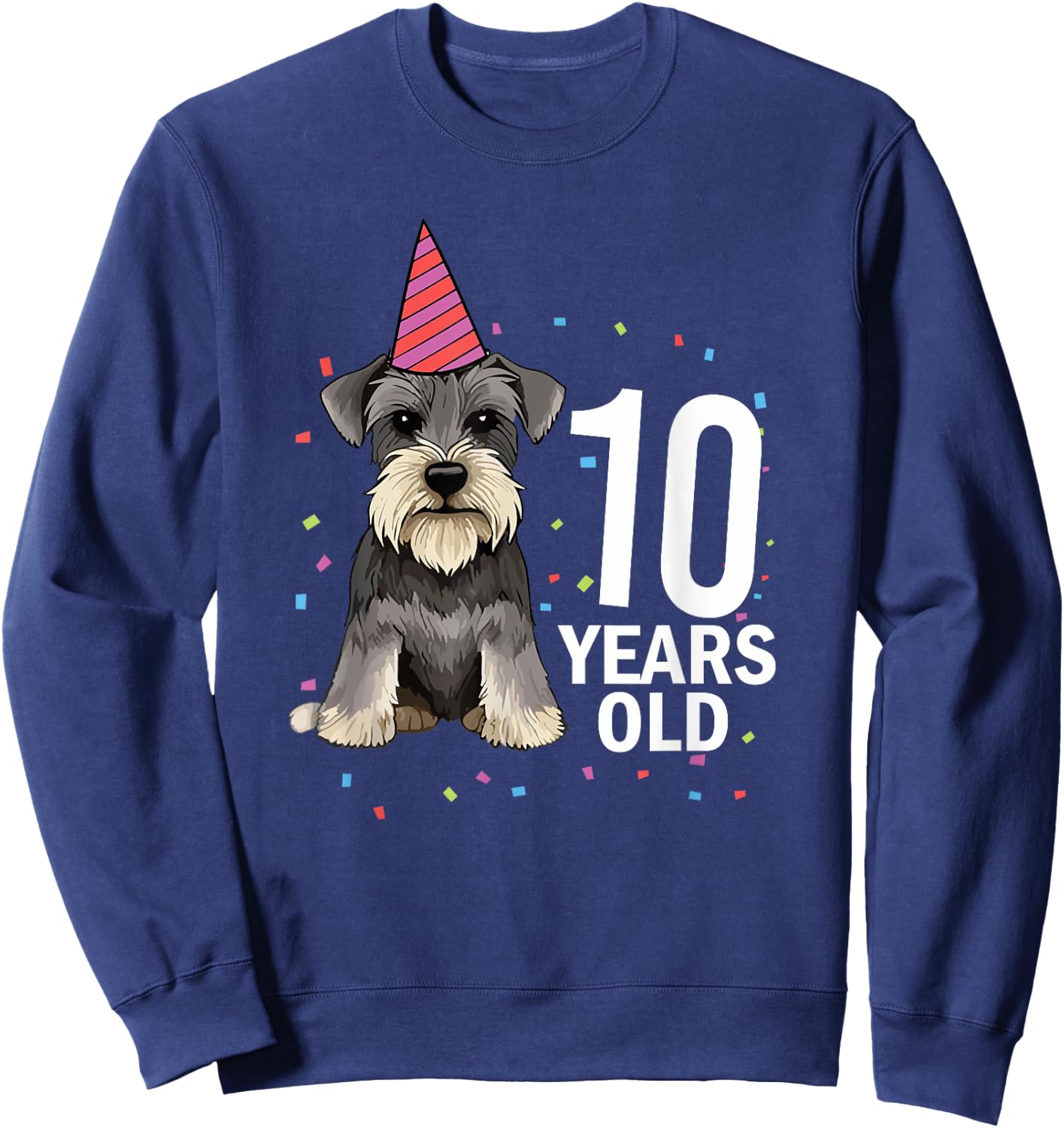 10 Years Old Birthday Schnauzer Dog Lover 10th Party Kid Sweatshirt - Sweatshirt | Navy