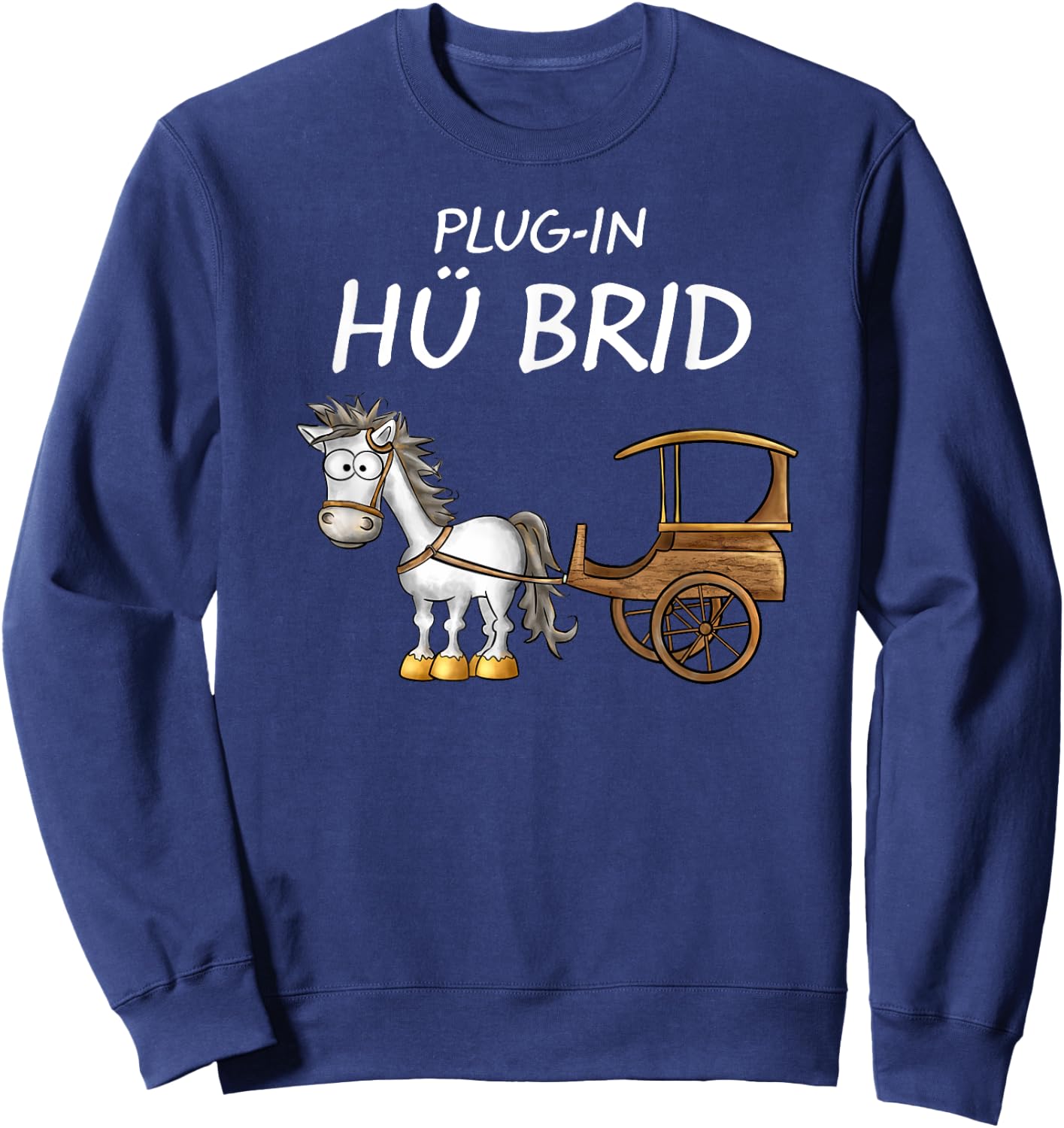 Funny Hybrid Plug-in Car Horse Word Game HÜ BRID , black Sweatshirt - Sweatshirt | Navy