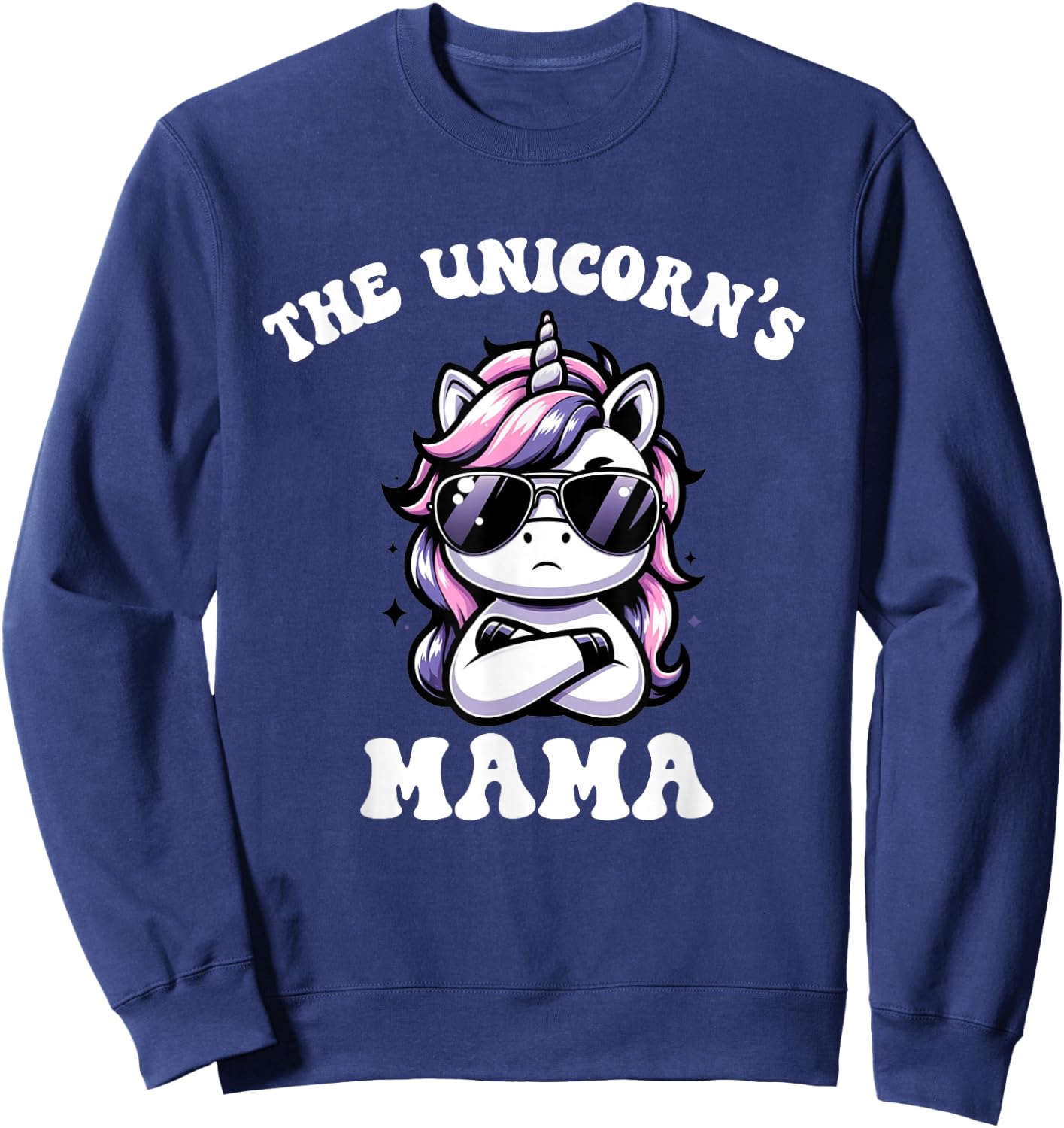 Cute Kawaii Unicorn Birthday Mama Mom Sweatshirt - Sweatshirt | Navy
