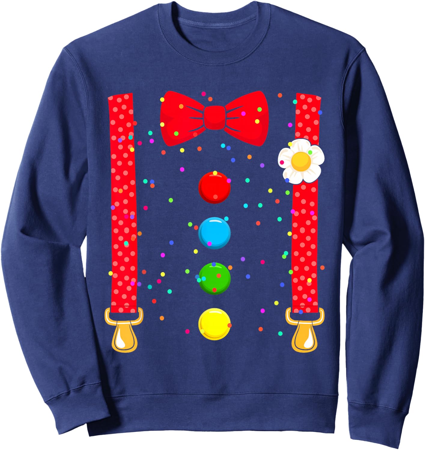Clown Costume with Braces Bow Tie for Carnival Fancy Dress , black Sweatshirt - Sweatshirt | Navy