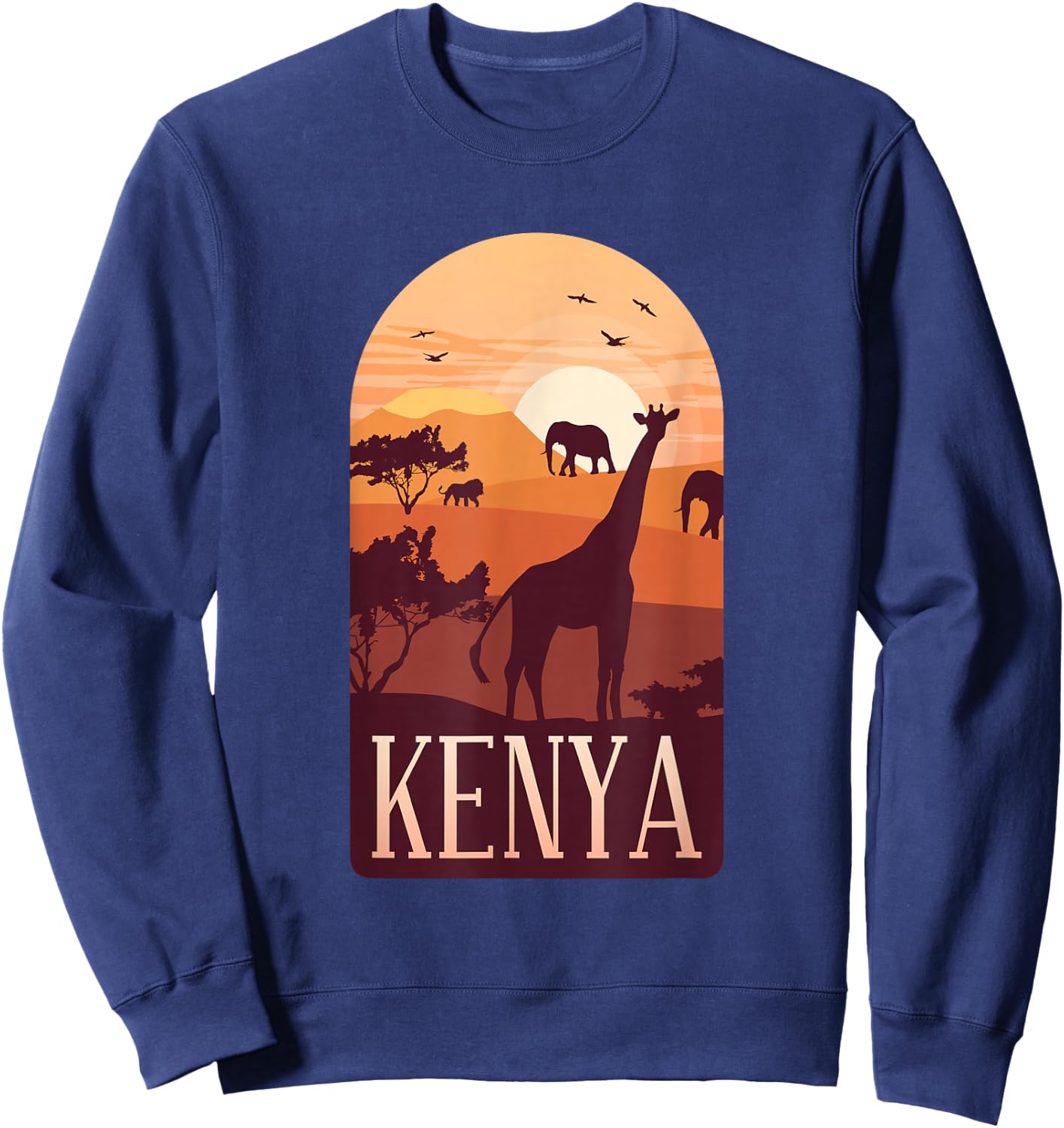 Kenya Africa Giraffe Elephant Lion African Animals Sweatshirt - Sweatshirt | Navy