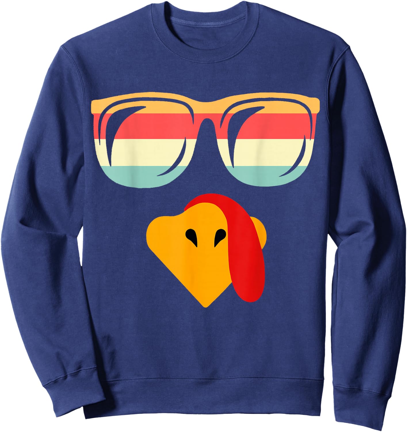 Cool Turkey Face With Sunglasses Funny Thanksgiving For Boys Sweatshirt - Sweatshirt | Navy