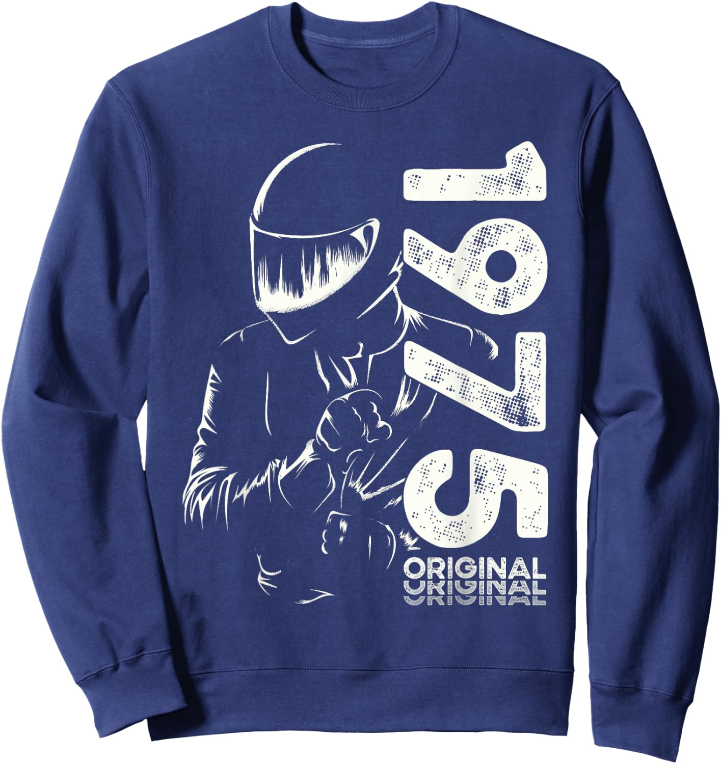 50th Birthday Man Motorcycle Biker Biker 1975 , Black, S Sweatshirt - Sweatshirt | Navy