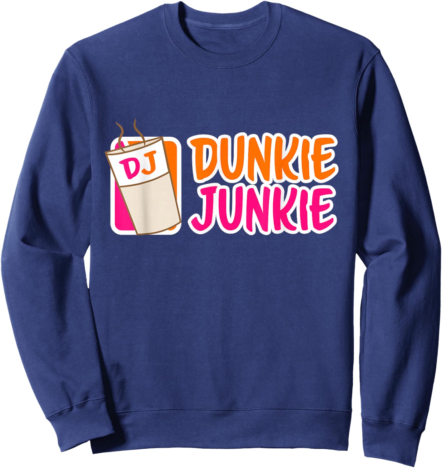 Donut and coffee lover Dunkie Junkie Short Sleeve Sweatshirt - Sweatshirt | Navy