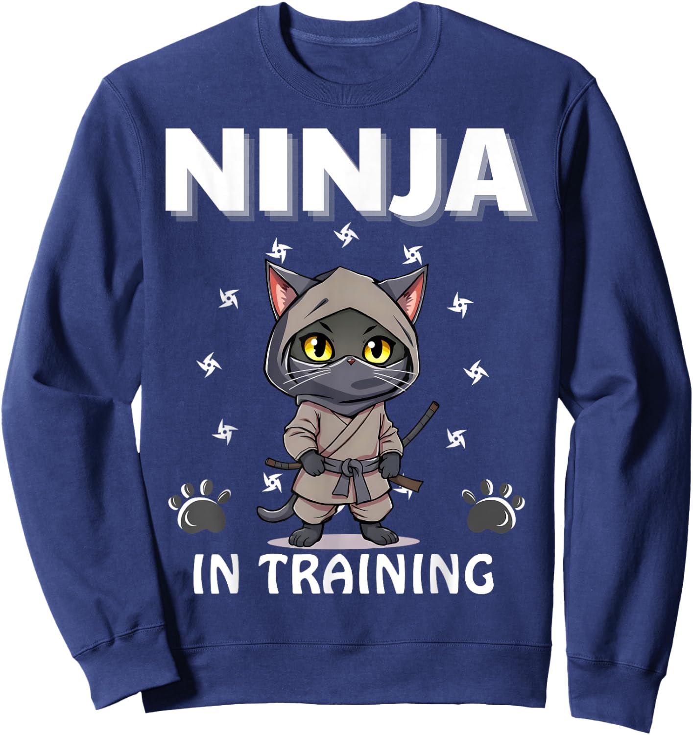 Ninja In Training Cute Cat Funny Birthday Ninjas Boys Girls Sweatshirt - Sweatshirt | Navy