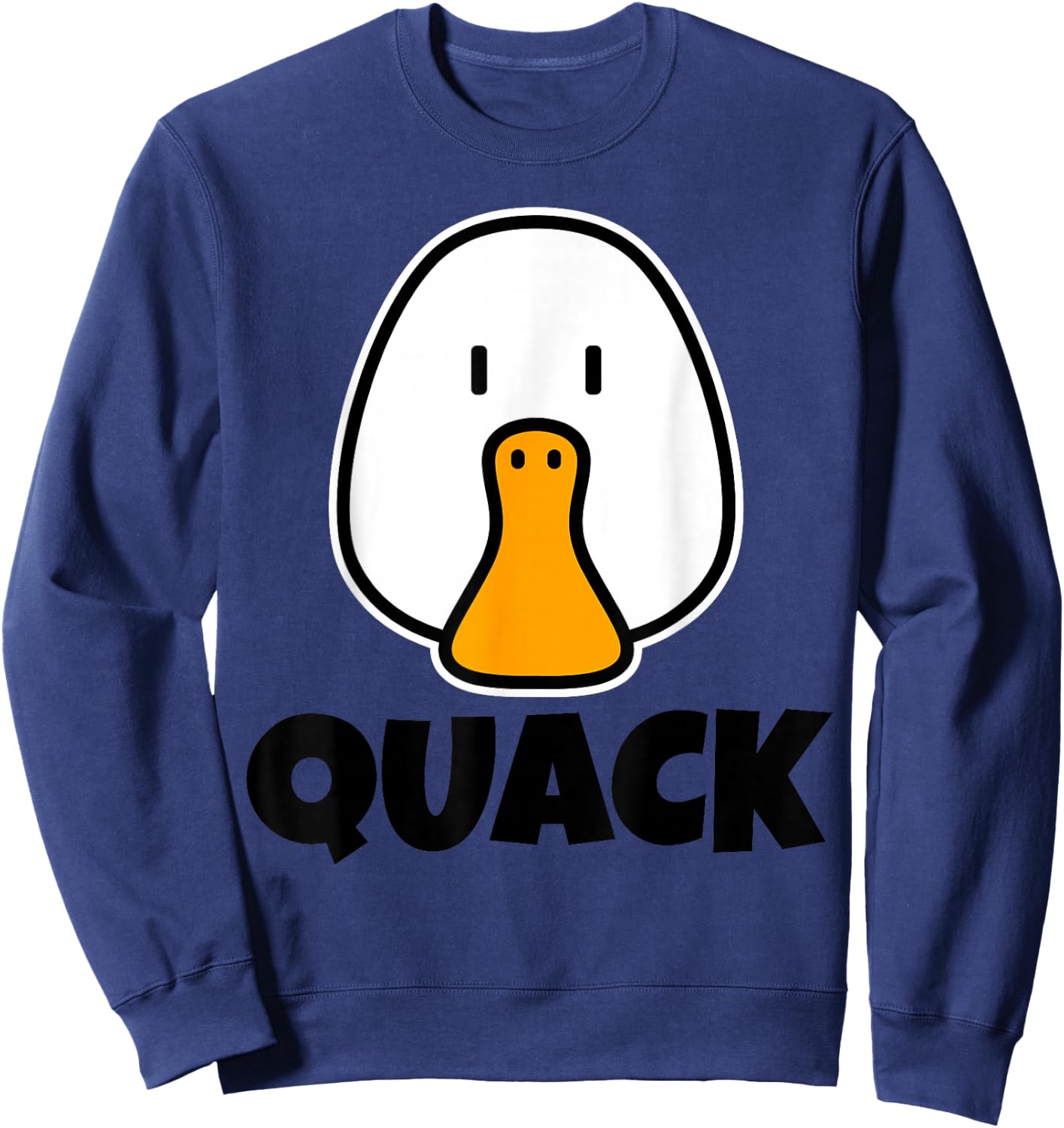 QUACK Cute Childrens Ducks Design for Kids Cartoon Duck Face Sweatshirt - Sweatshirt | Navy