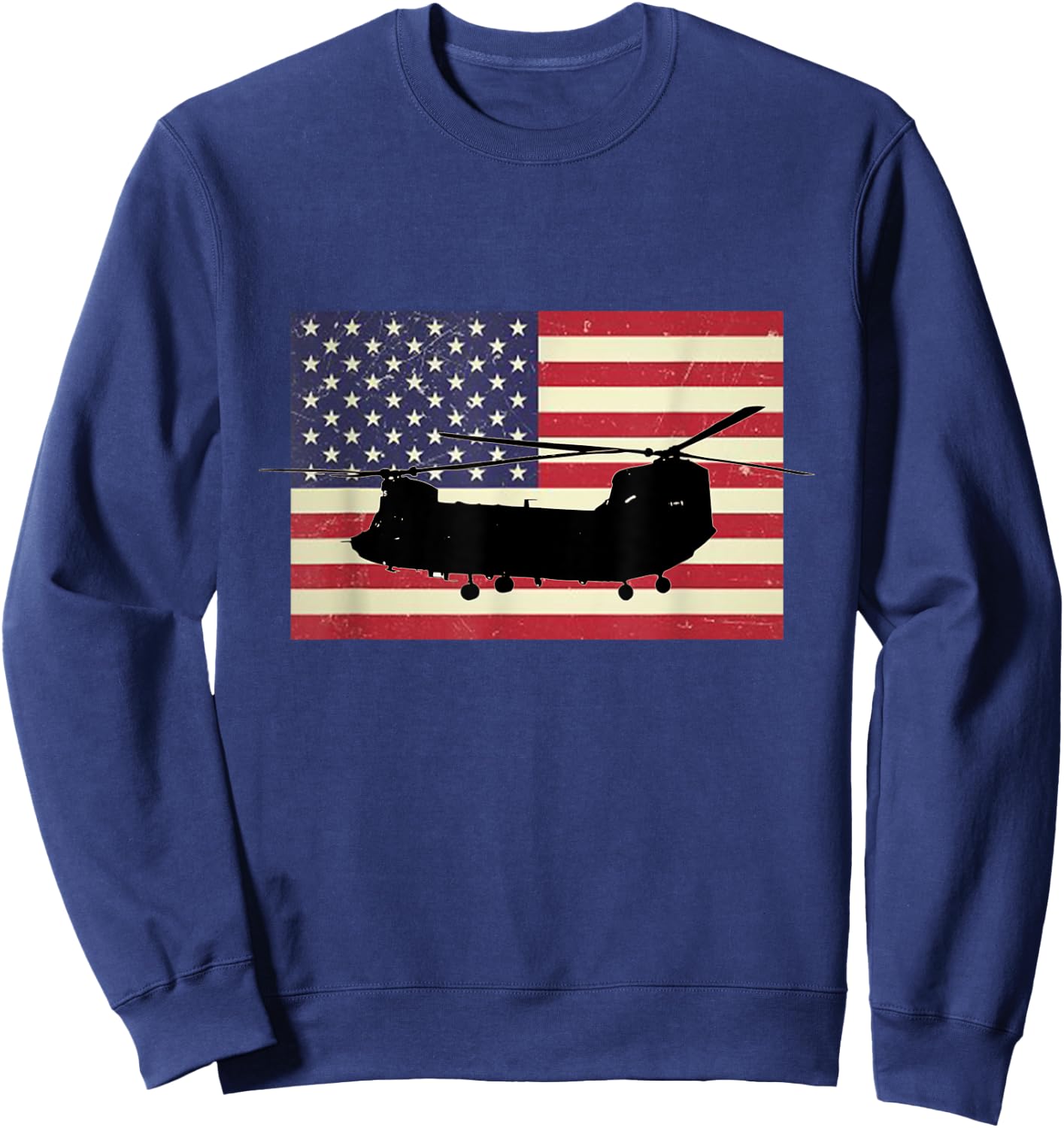 American USA Flag Chinook Helicopter Army Military Pilot Kids Men Sweatshirt - Sweatshirt | Navy
