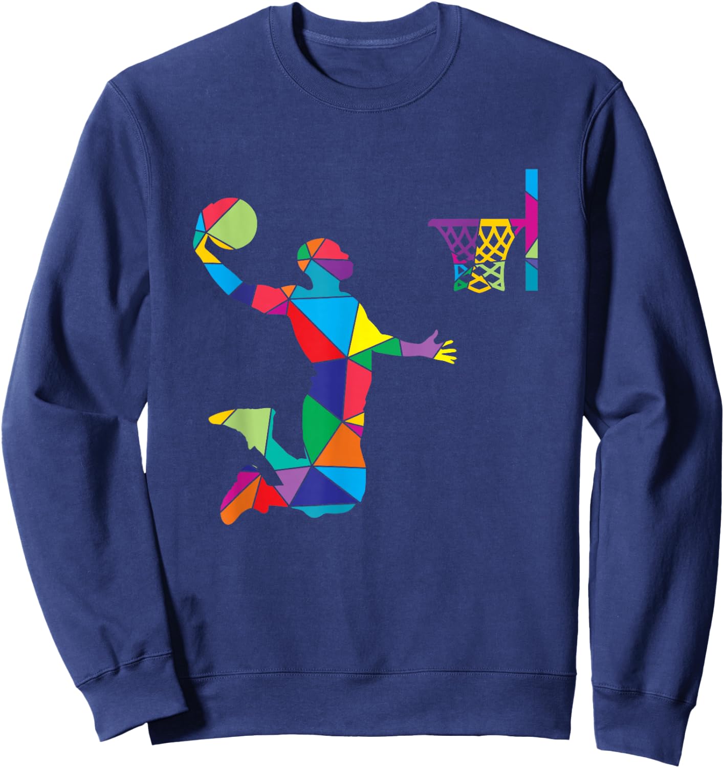 Low Poly Art Baller Geometric Polygon Art Basketball Sweatshirt - Sweatshirt | Navy