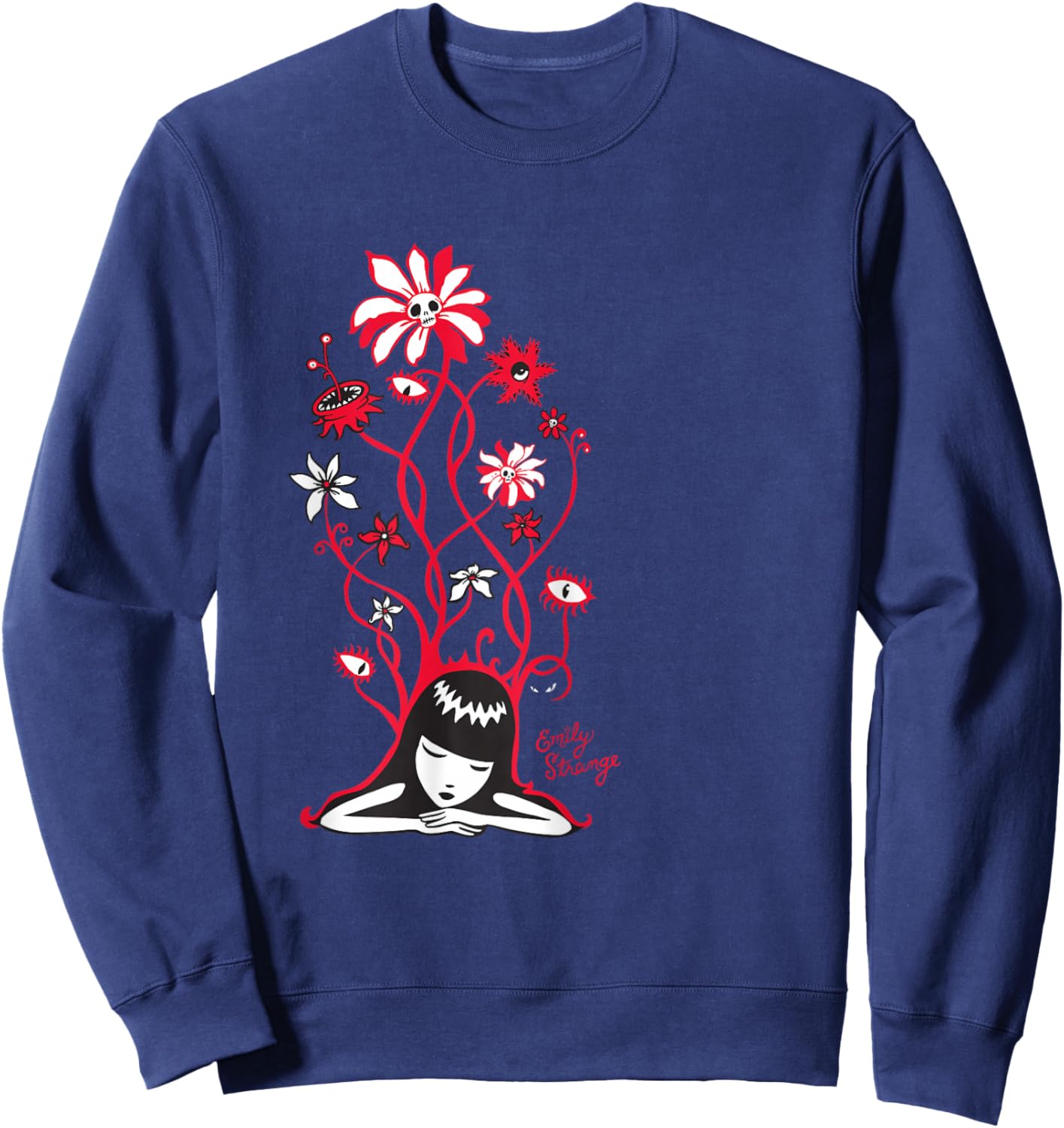 Emily The Strange Flower Power Cat Nap Sweatshirt - Sweatshirt | Navy