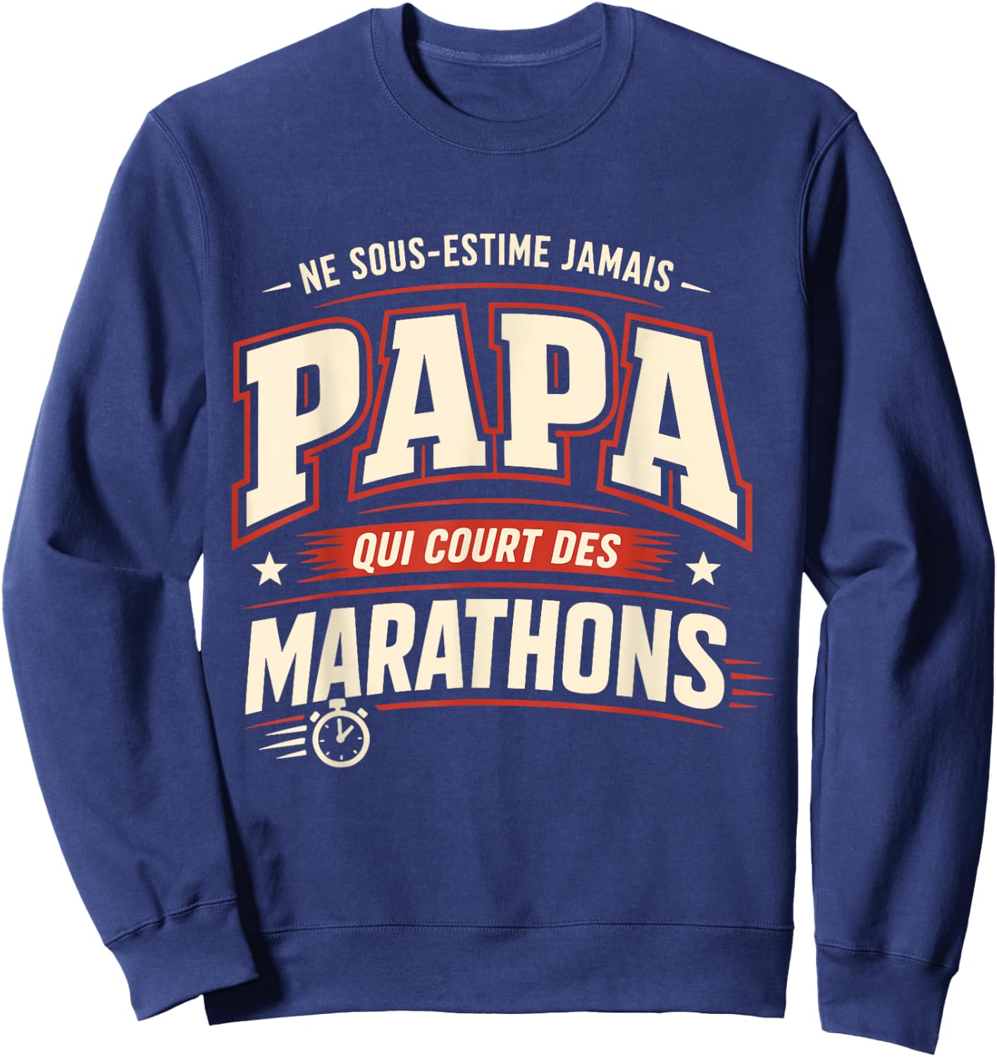 Papa Marathon Humour Cadeau Coureur Homme Running Sweatshirt - Sweatshirt | Navy