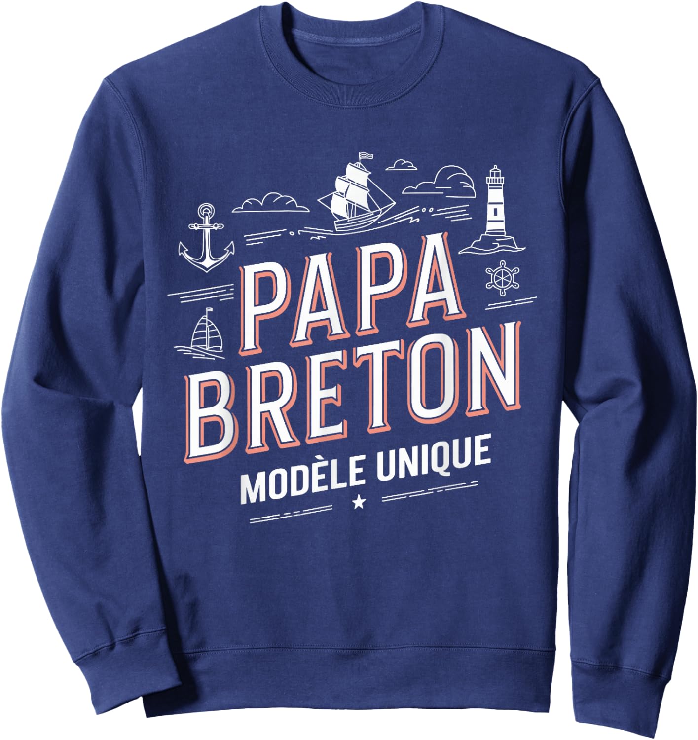 Papa Breton Unique Model Father's Day Gift Sweatshirt - Sweatshirt | Navy