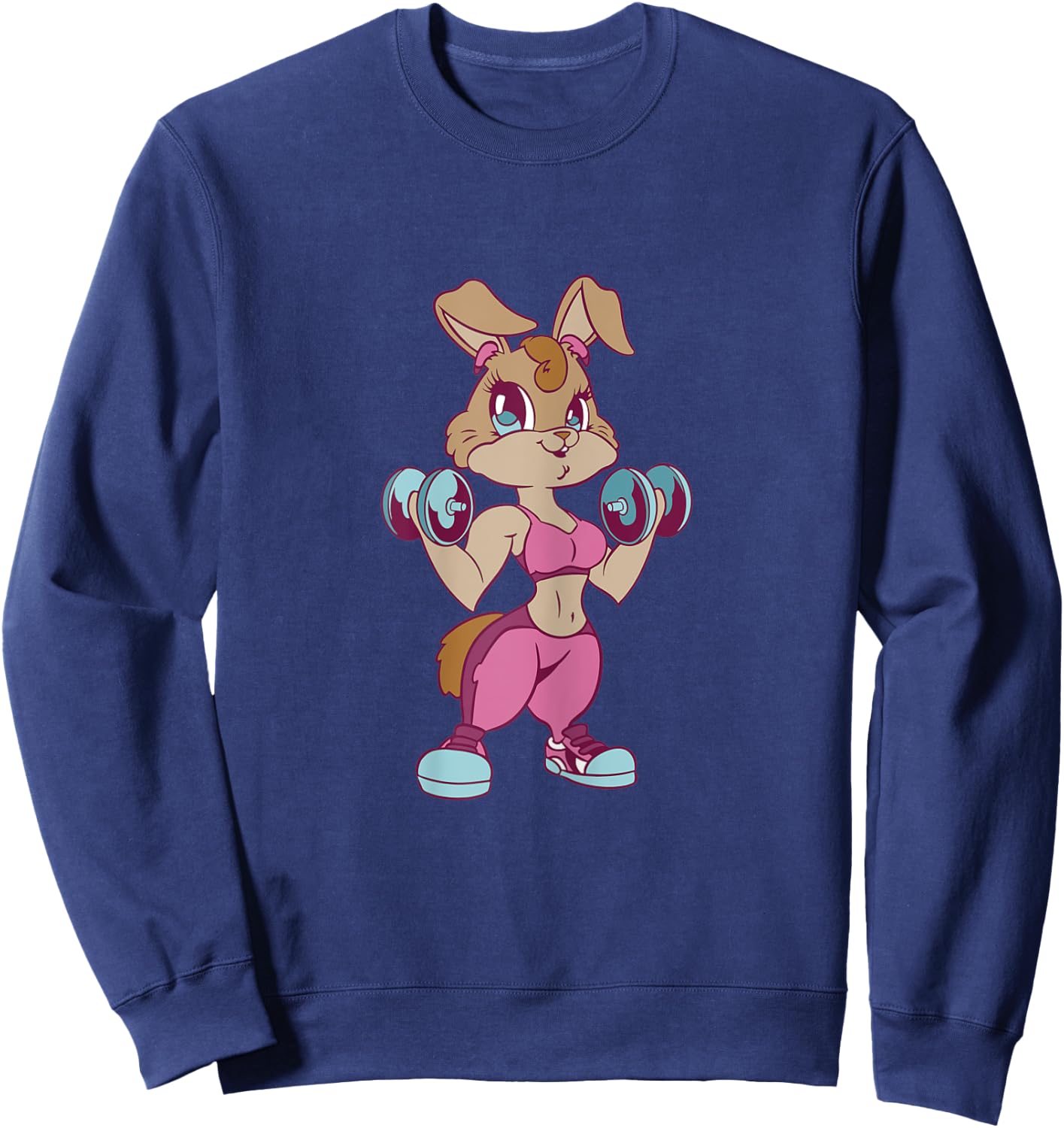 Women's Gymbunny Pretty Fitness Rabbit Woman Bunny Gym Workout , black Sweatshirt - Sweatshirt | Navy