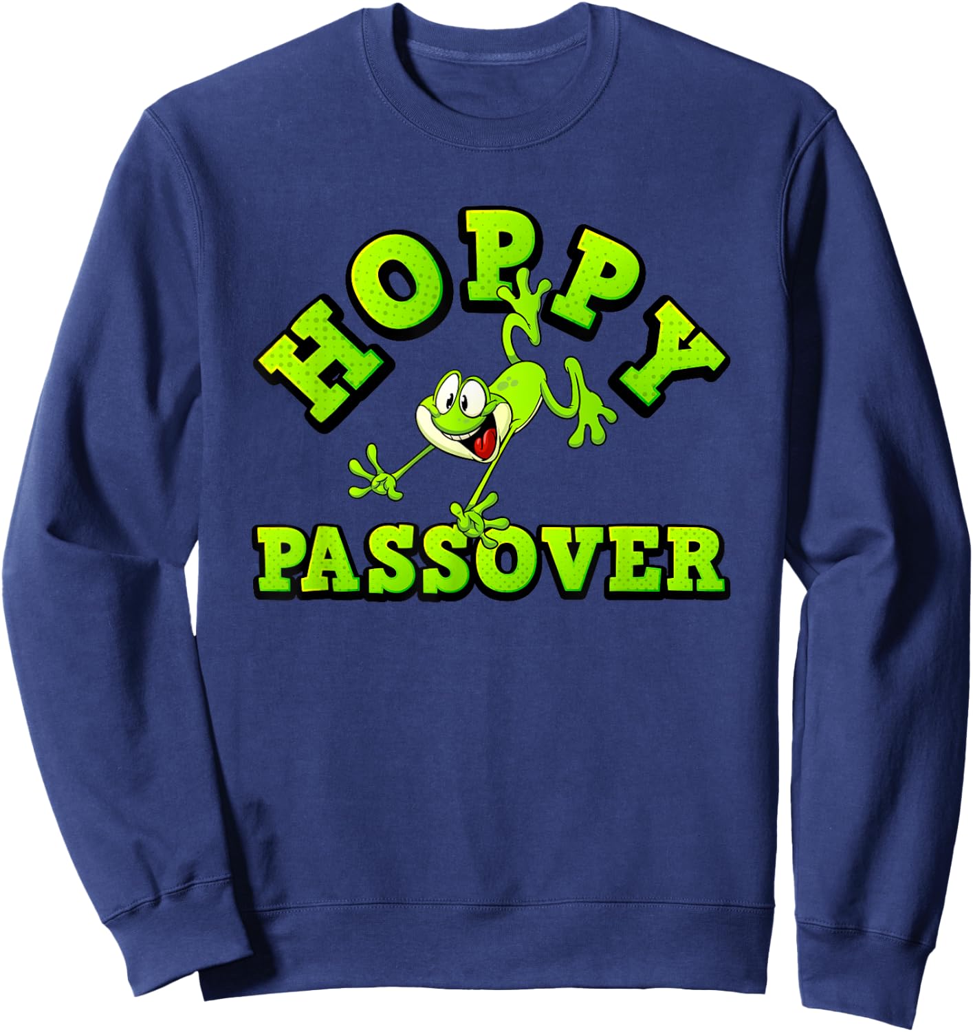 Hoppy Passover Funny Kids Frog Plague Traditions Pesach Sweatshirt - Sweatshirt | Navy