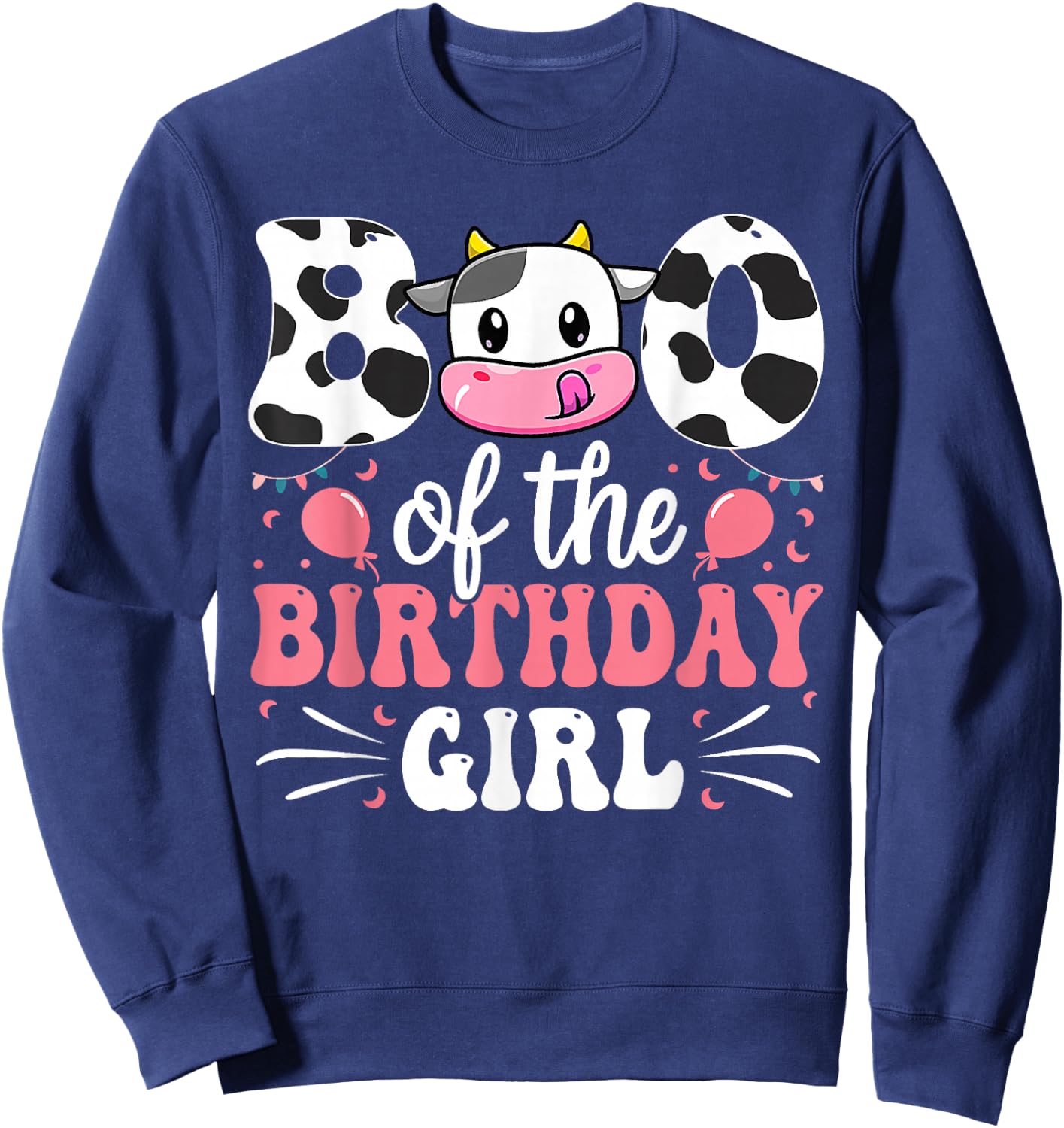 Brother Of The Birthday Girl Cow Family Matching 1st Sweatshirt - Sweatshirt | Navy