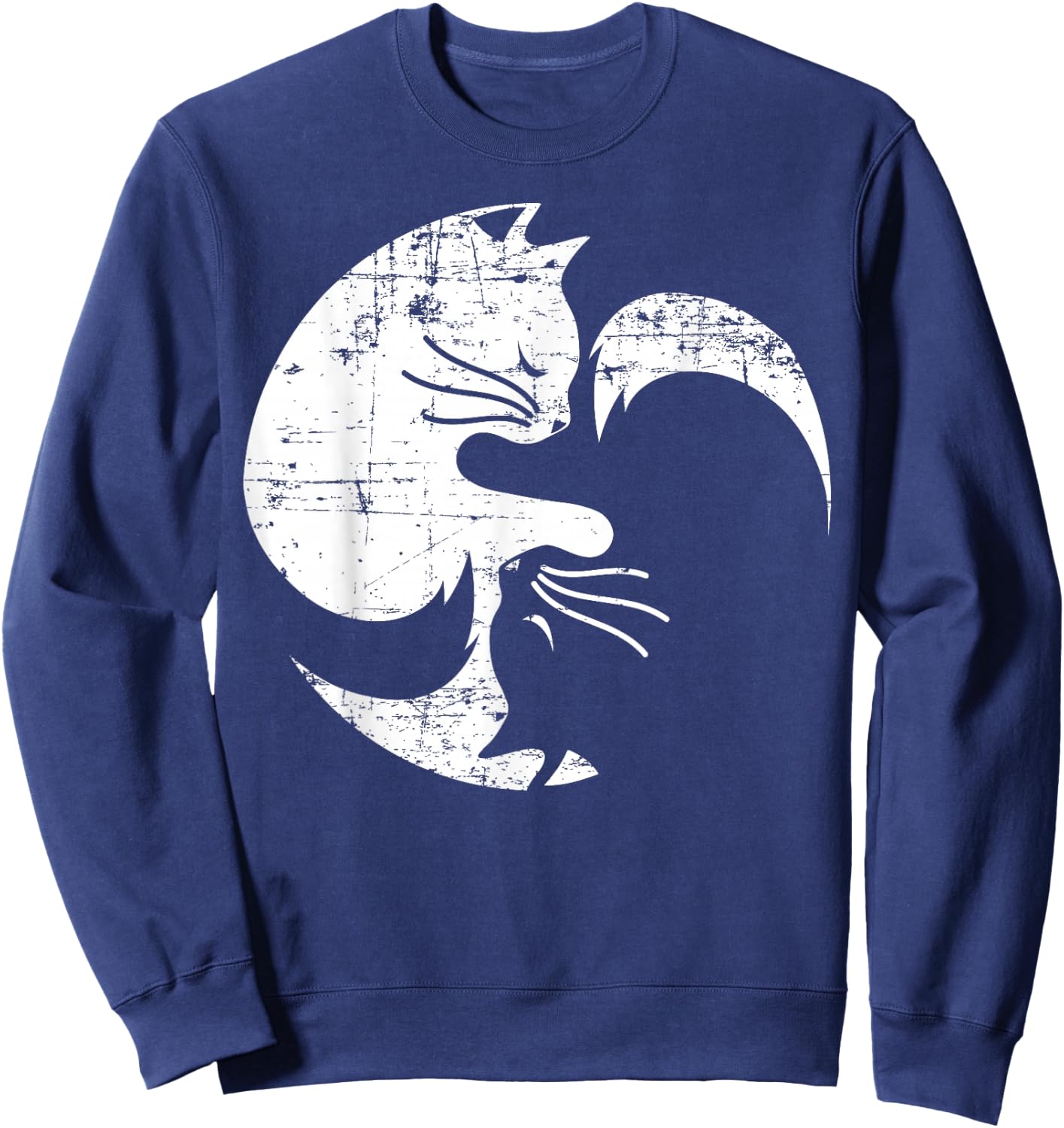 Cat Yin Yang Yoga Spirituality Meditation Balance Zen Sweatshirt - Sweatshirt | Navy