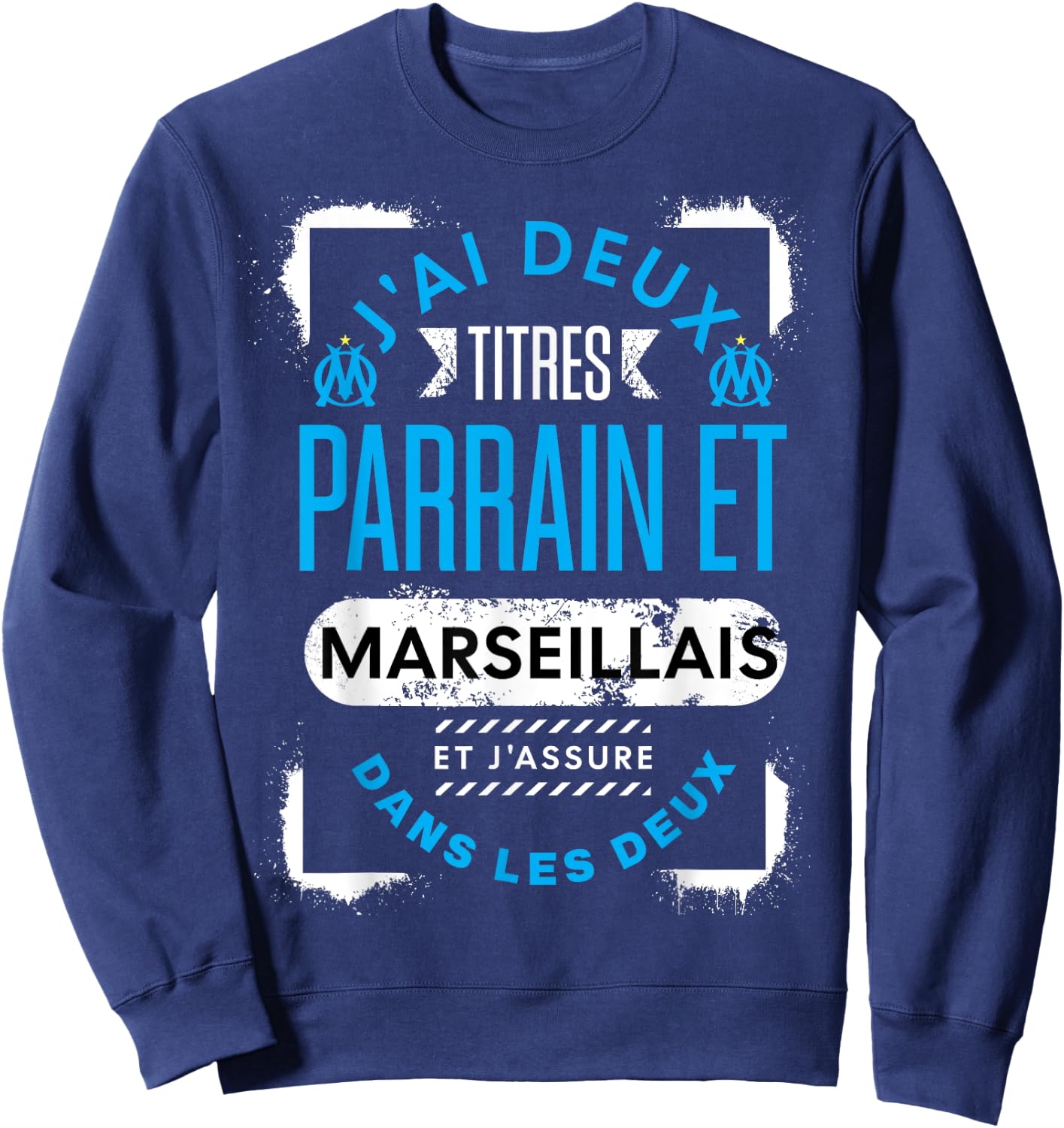 Marseille Supporter Football Godfather Man Humour , Black, S Sweatshirt - Sweatshirt | Navy