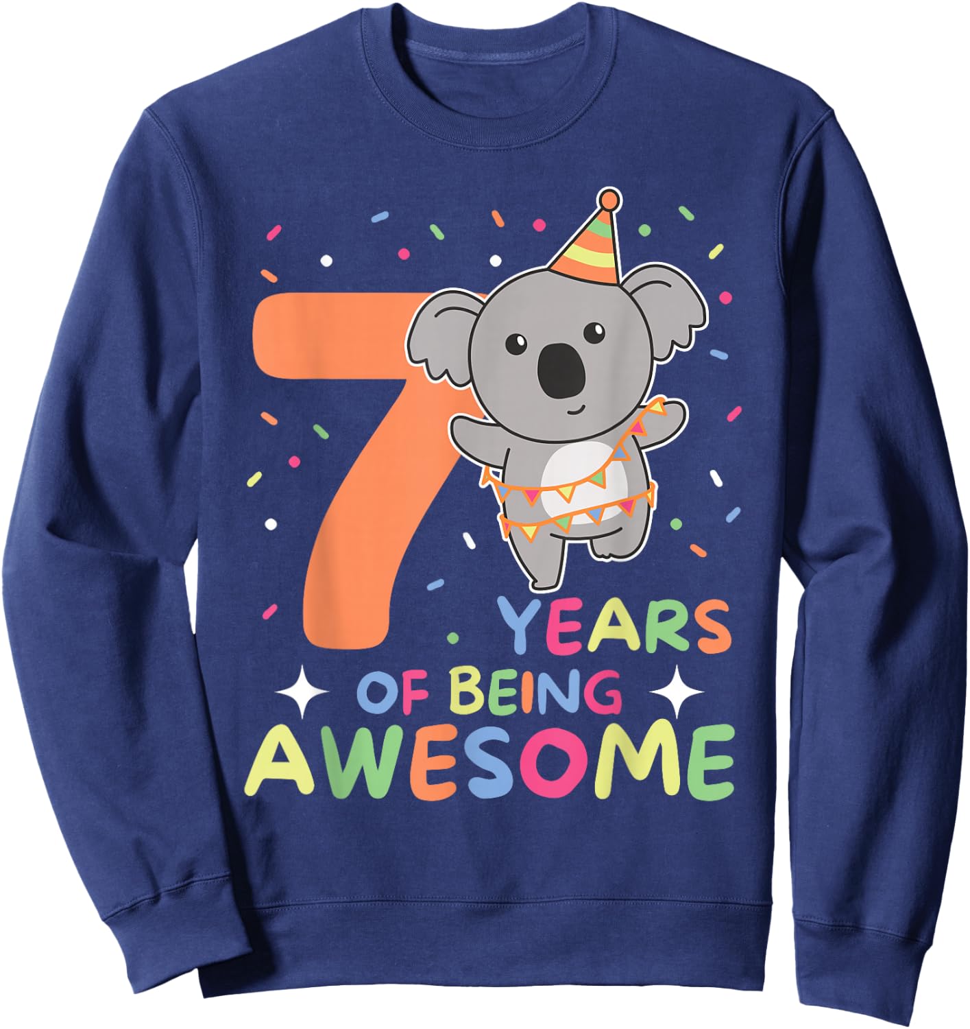 Koala For 7th Birthday Kids Seven Year Old Koala Sweatshirt - Sweatshirt | Navy