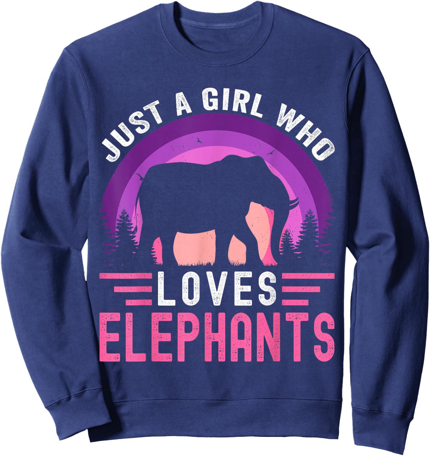 Just A Girl Who Loves Elephants Retro Vintage Elephant Sweatshirt - Sweatshirt | Navy